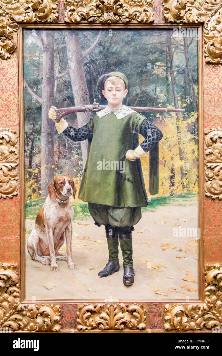 José Moreno Carbonero (1860 - 1942). Retrato de su hijo Pepito - Portrait of the artist´s Son, Pepito (1902). Stock Photo