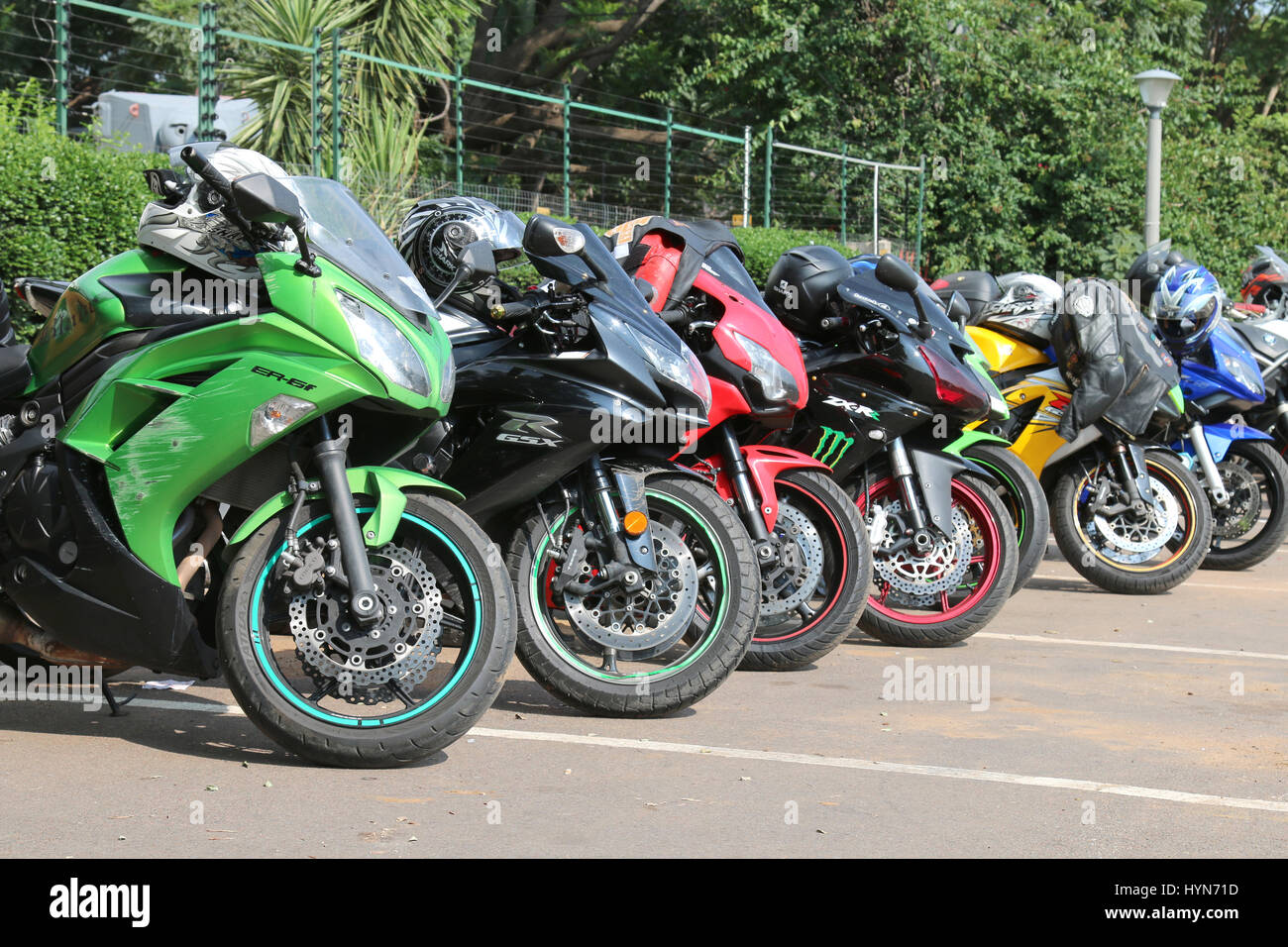 Rustenburg, South Africa March 3, 2017 Parked motorbikes at Yearly