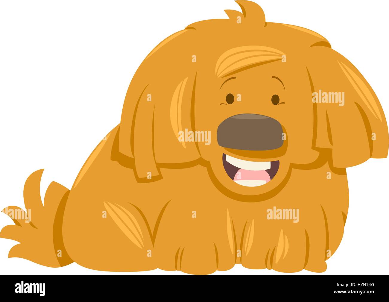 Cartoon Illustration of Cute Shaggy Yellow Dog Animal Character Stock