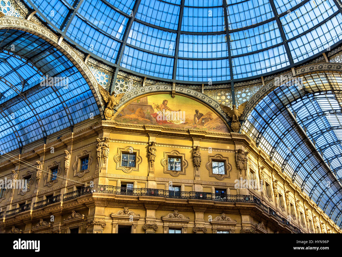 Milan, Italy - May 8, 2014: Interiors of Galleria Vittorio Emanuele II ...