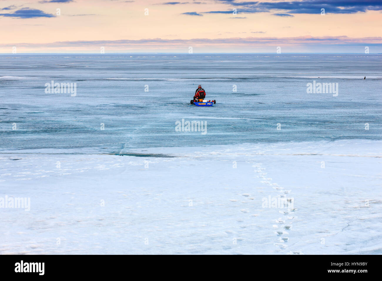 Ice fishing on Lake Winnipeg in Manitoba, Canada Stock Photo Alamy