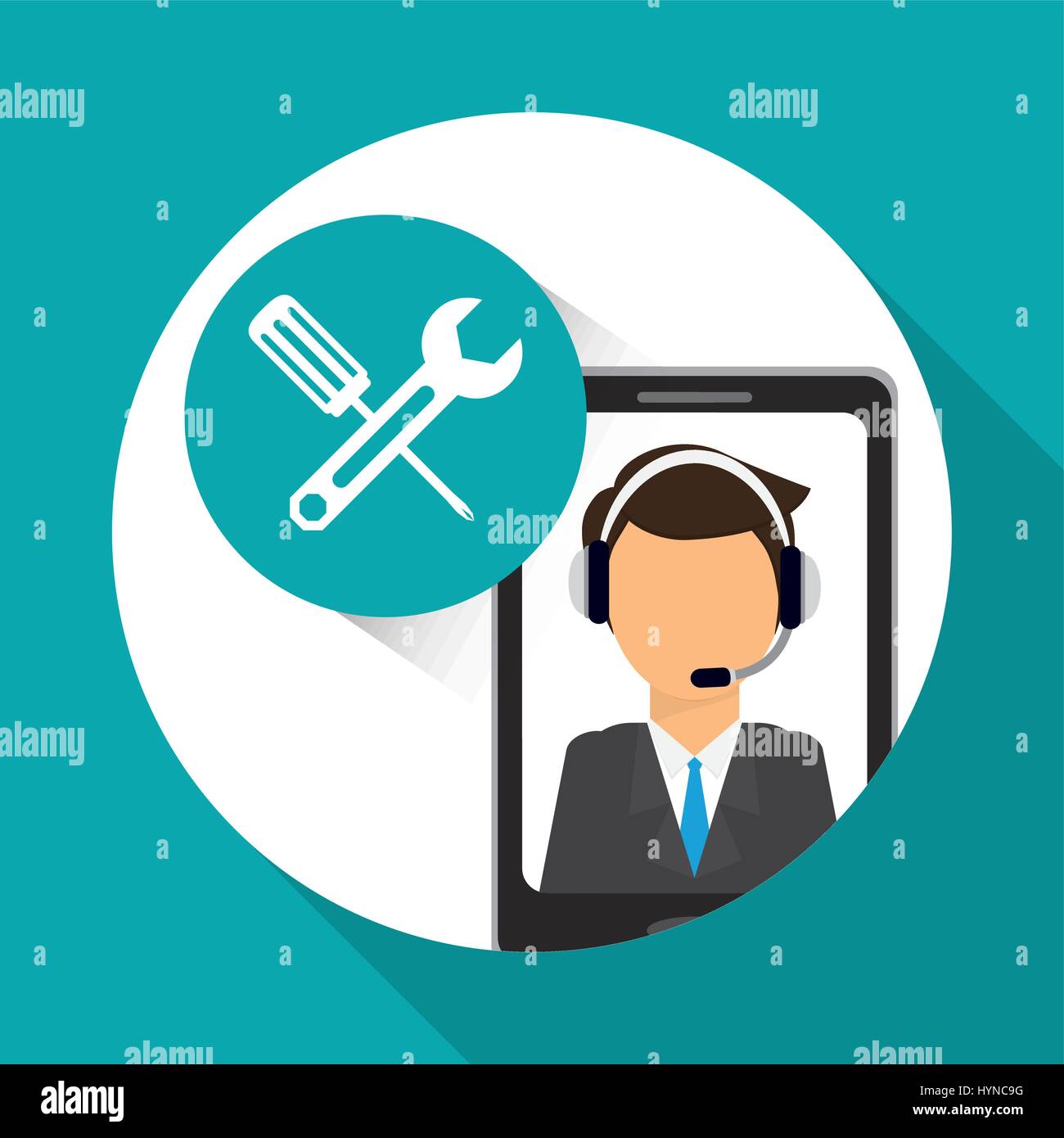 call center concept with technical service icon design, vector ...