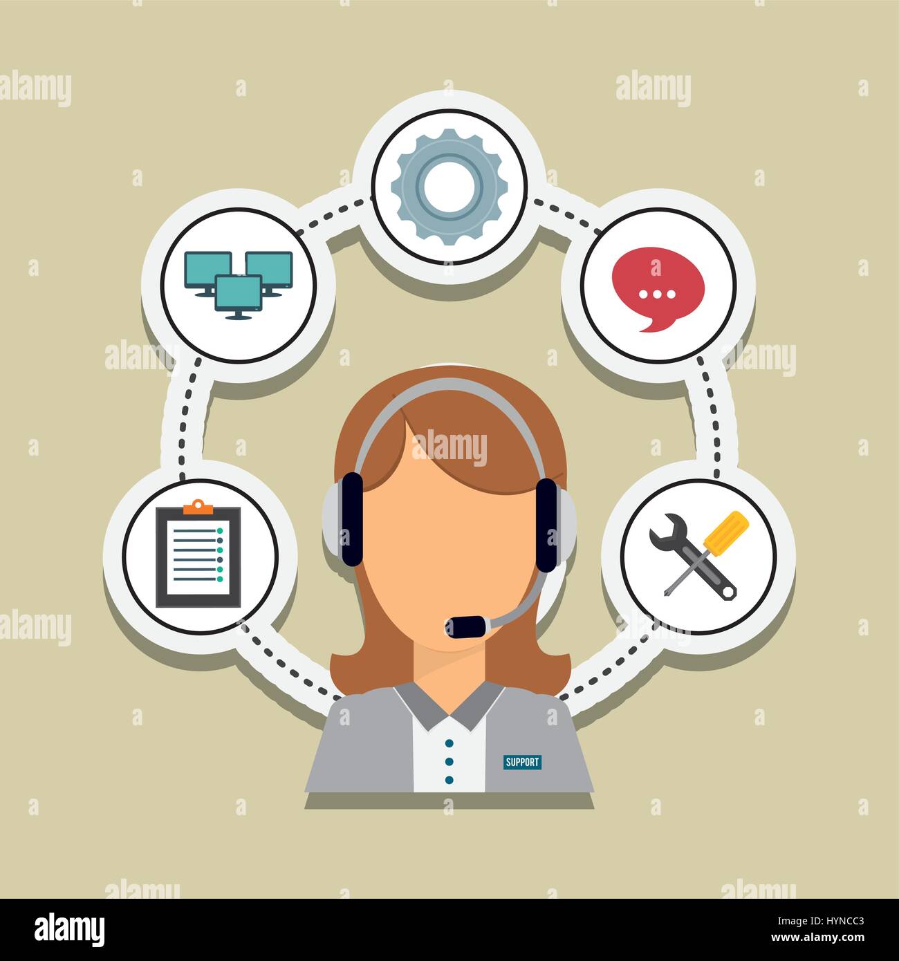 call center concept with technical service icon design, vector ...