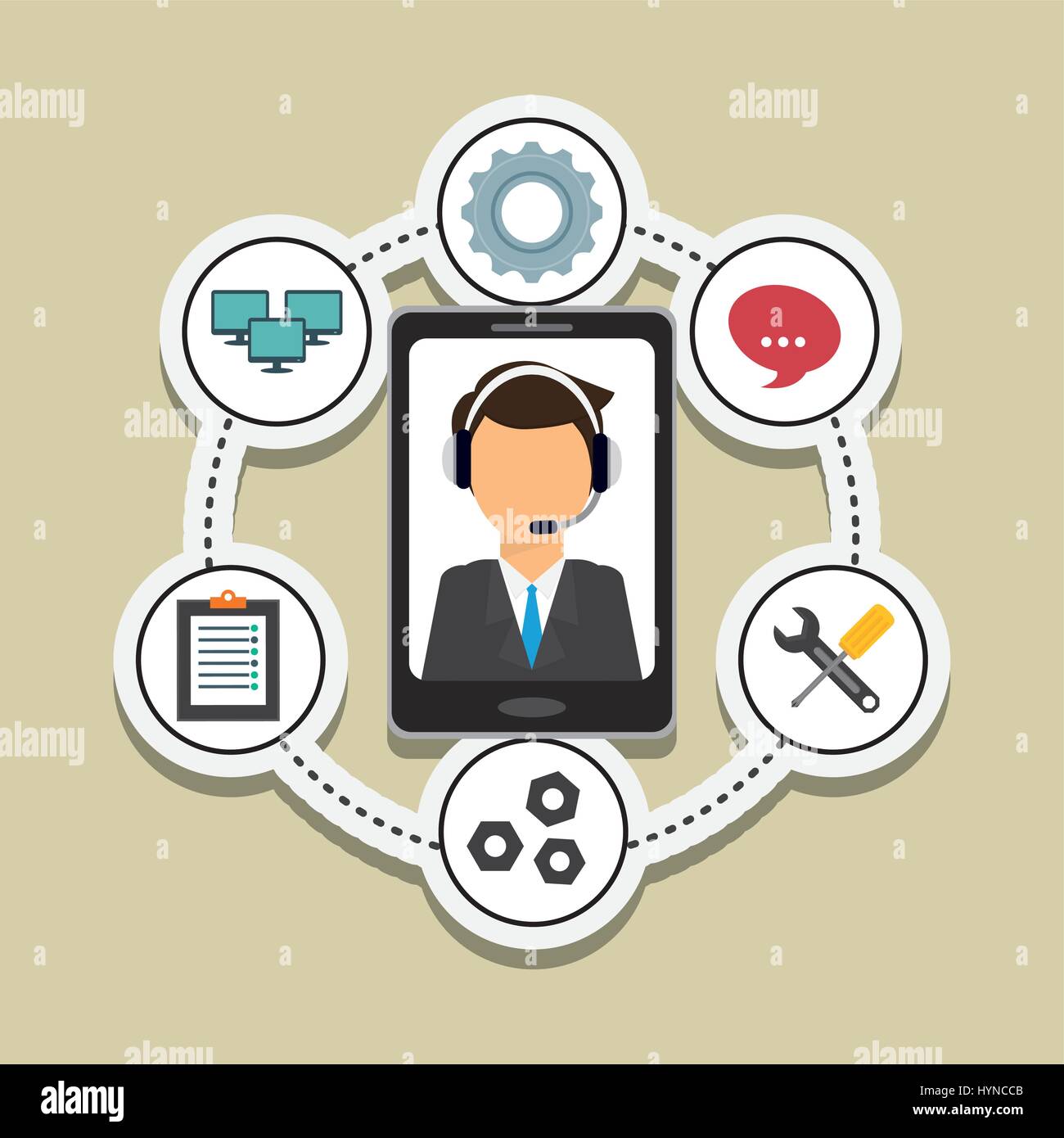 call center concept with technical service icon design, vector ...