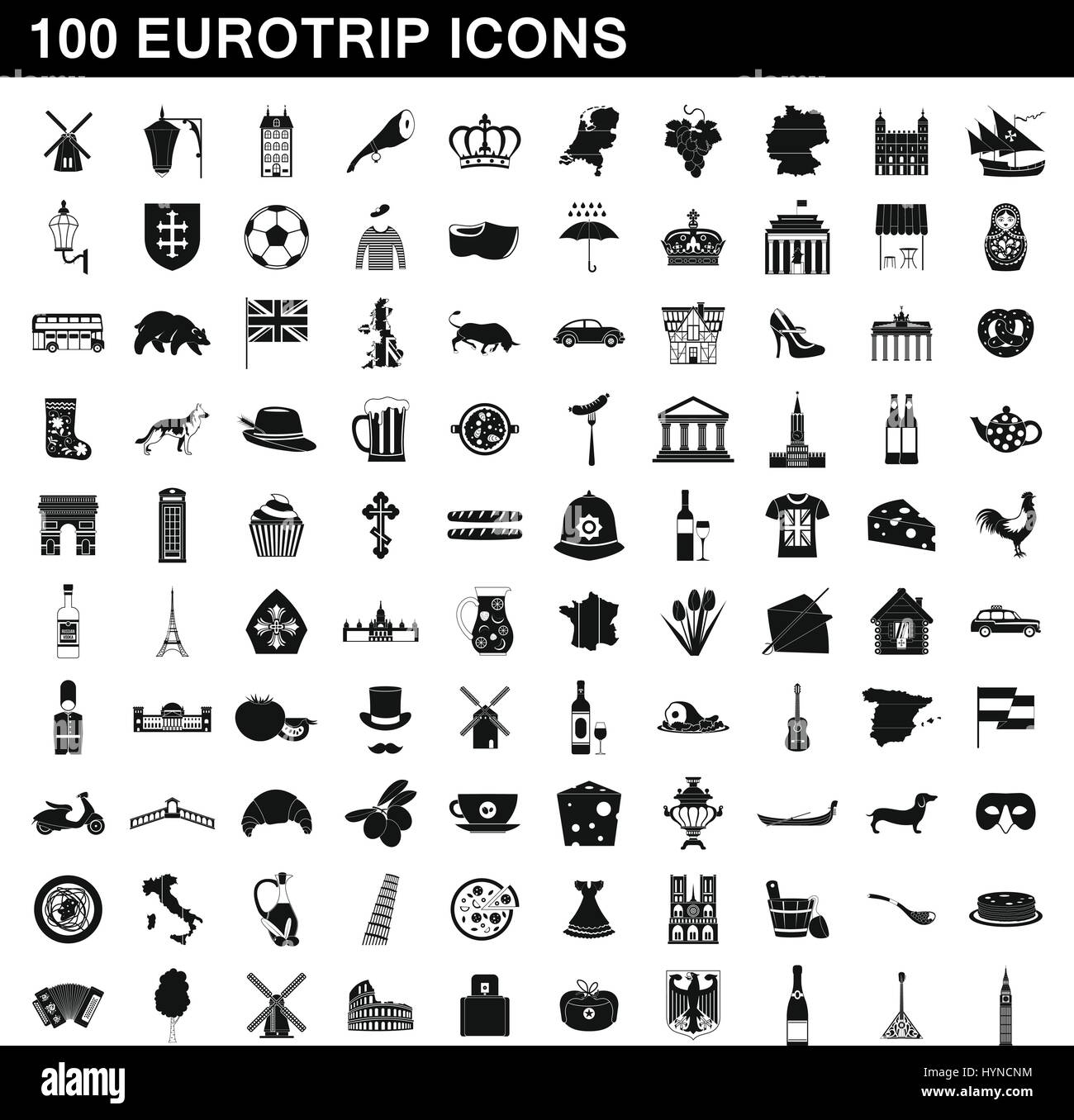 100 eurotrip icons set, simple style Stock Vector Image & Art - Alamy