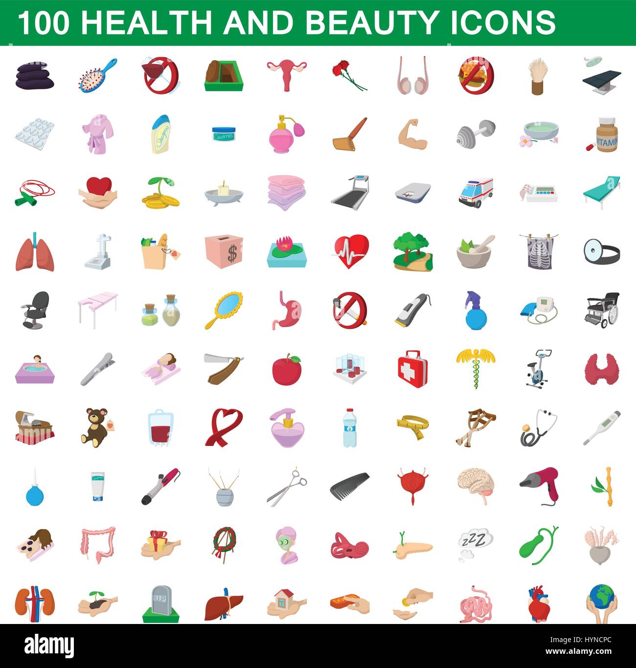 100 beauty salon icons set hi-res stock photography and images - Alamy