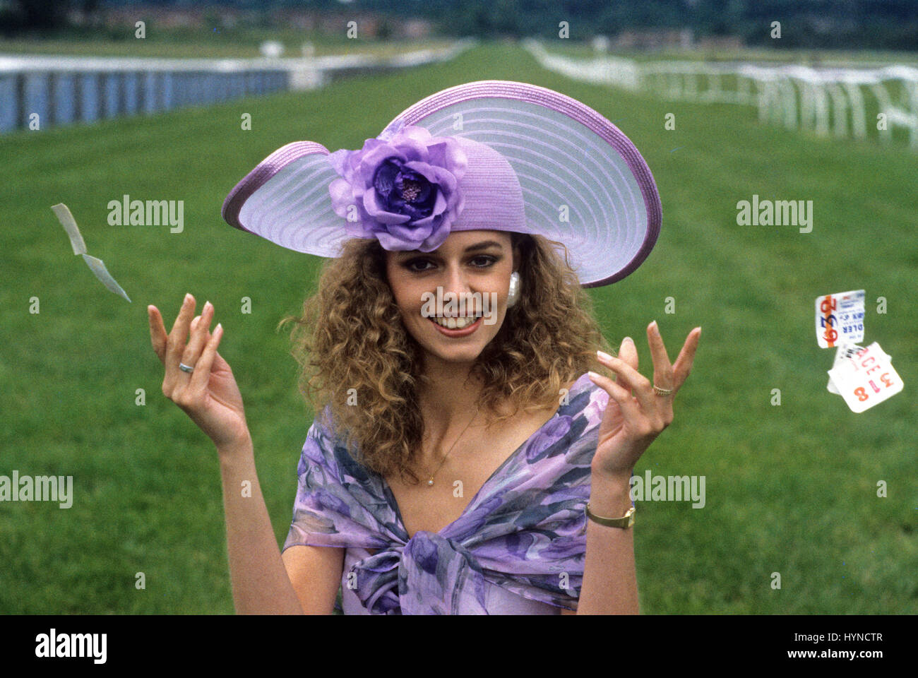 Ladies day racing fashion Hat fashions modelling models Britain 1989 Stock Photo