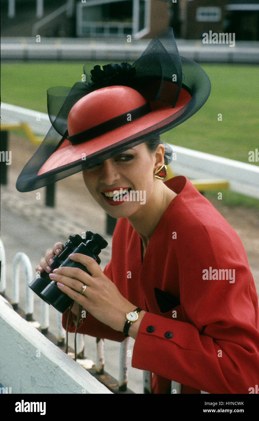 Ladies day racing fashion Hat fashions modelling models Britain 1989 Stock Photo