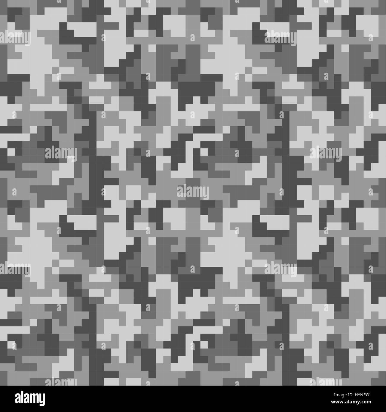 Pixel camo seamless pattern. Grey urban camouflage. Stock Vector