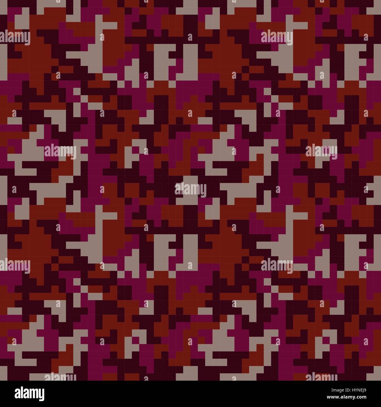 Pixel camo seamless pattern. Fashion pink trendy camouflage for game industry Stock Vector