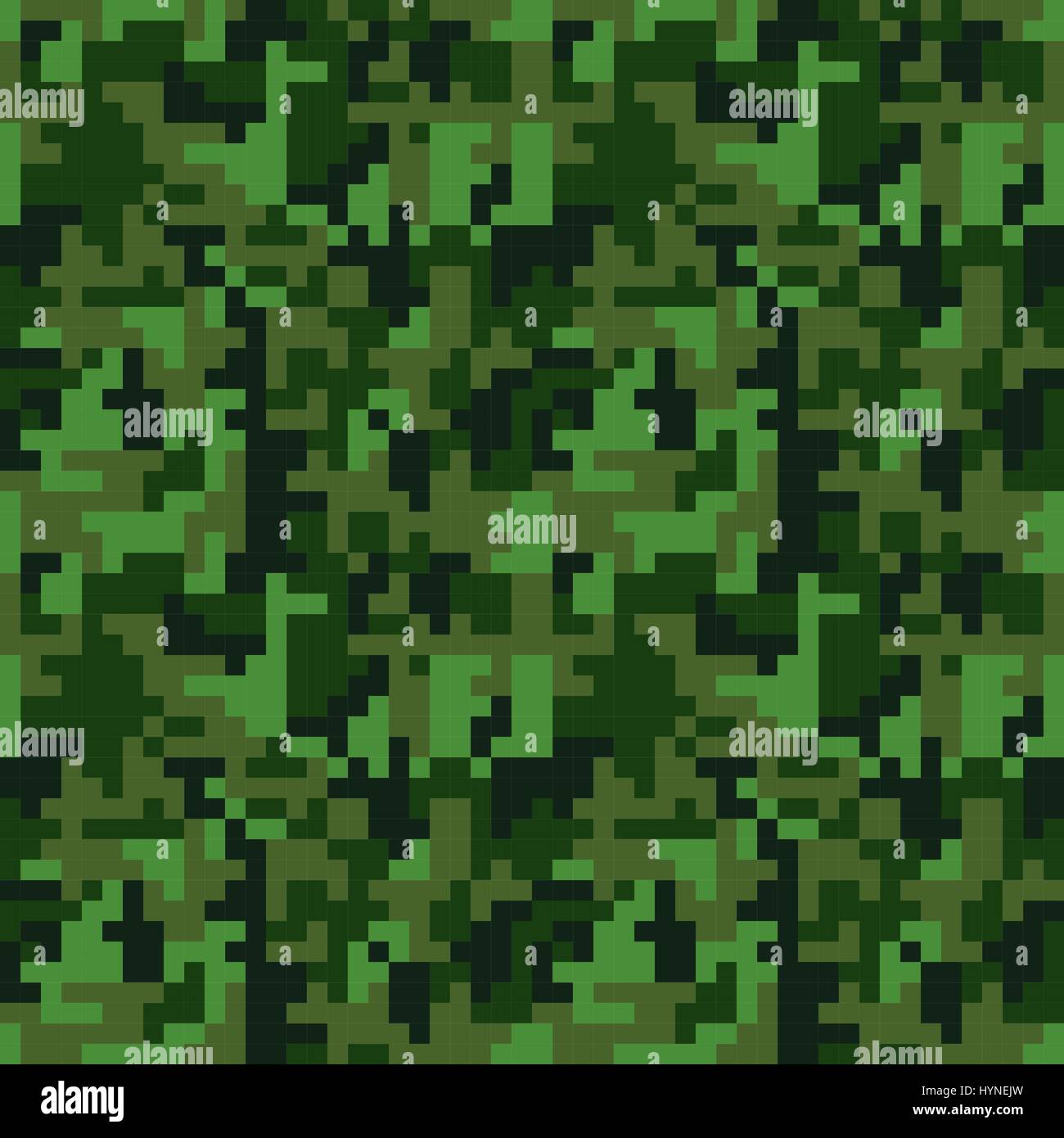 Pixel camo seamless pattern. Green forest camouflage Stock Vector