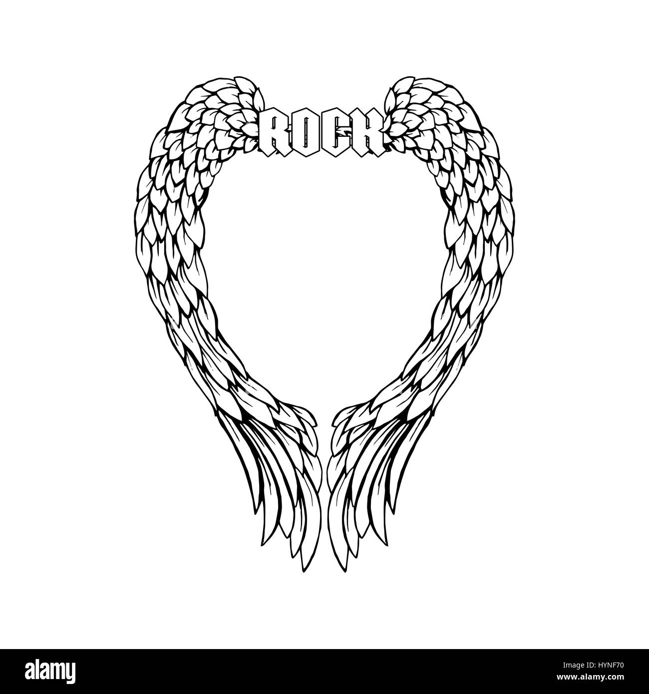 Retro t-shirt print or music disk cover with angel wings and grunge texture Stock Vector