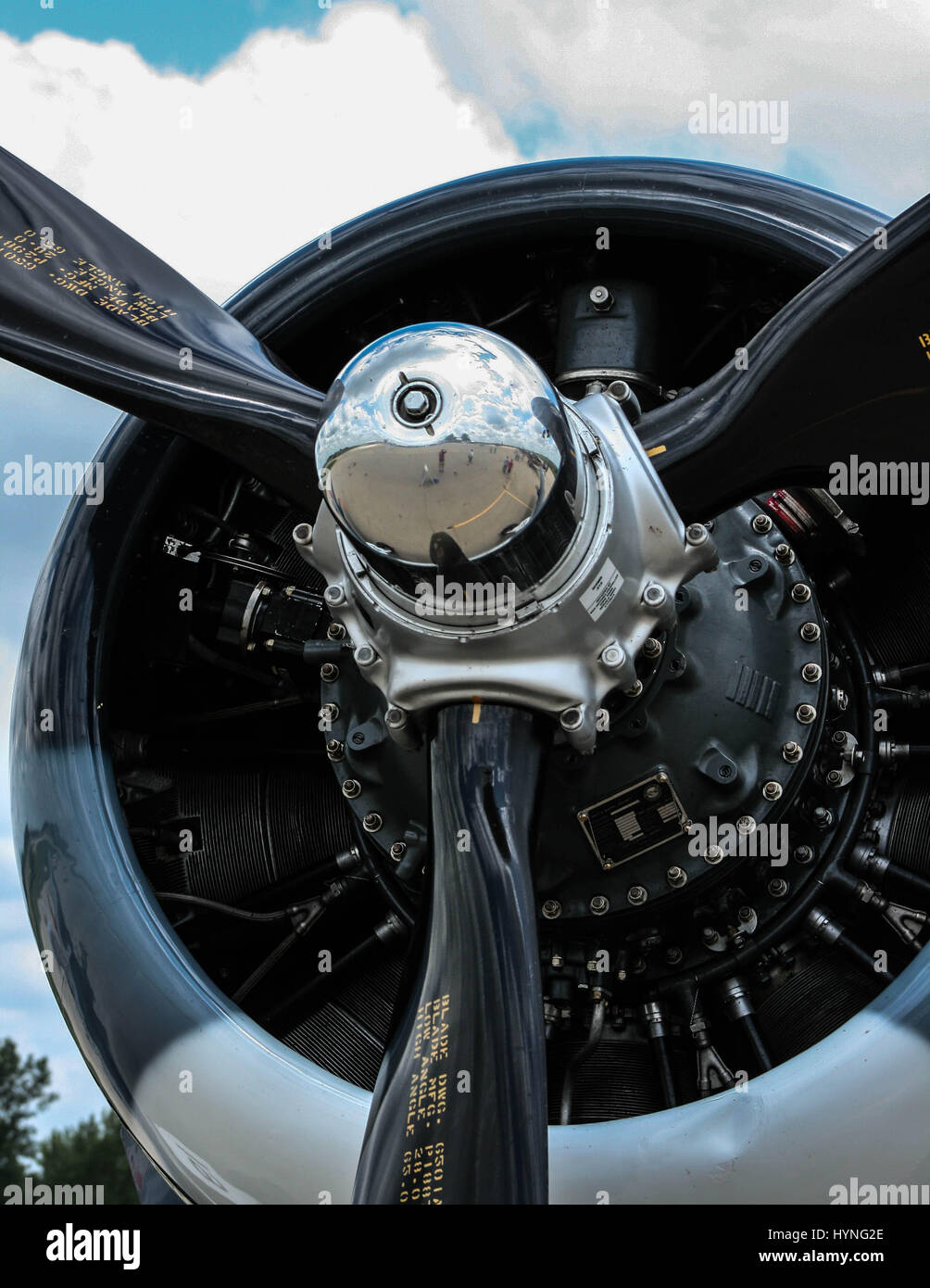 Airplane propeller at a airshow .Nice picture framed up for aviation enthusiast. Stock Photo