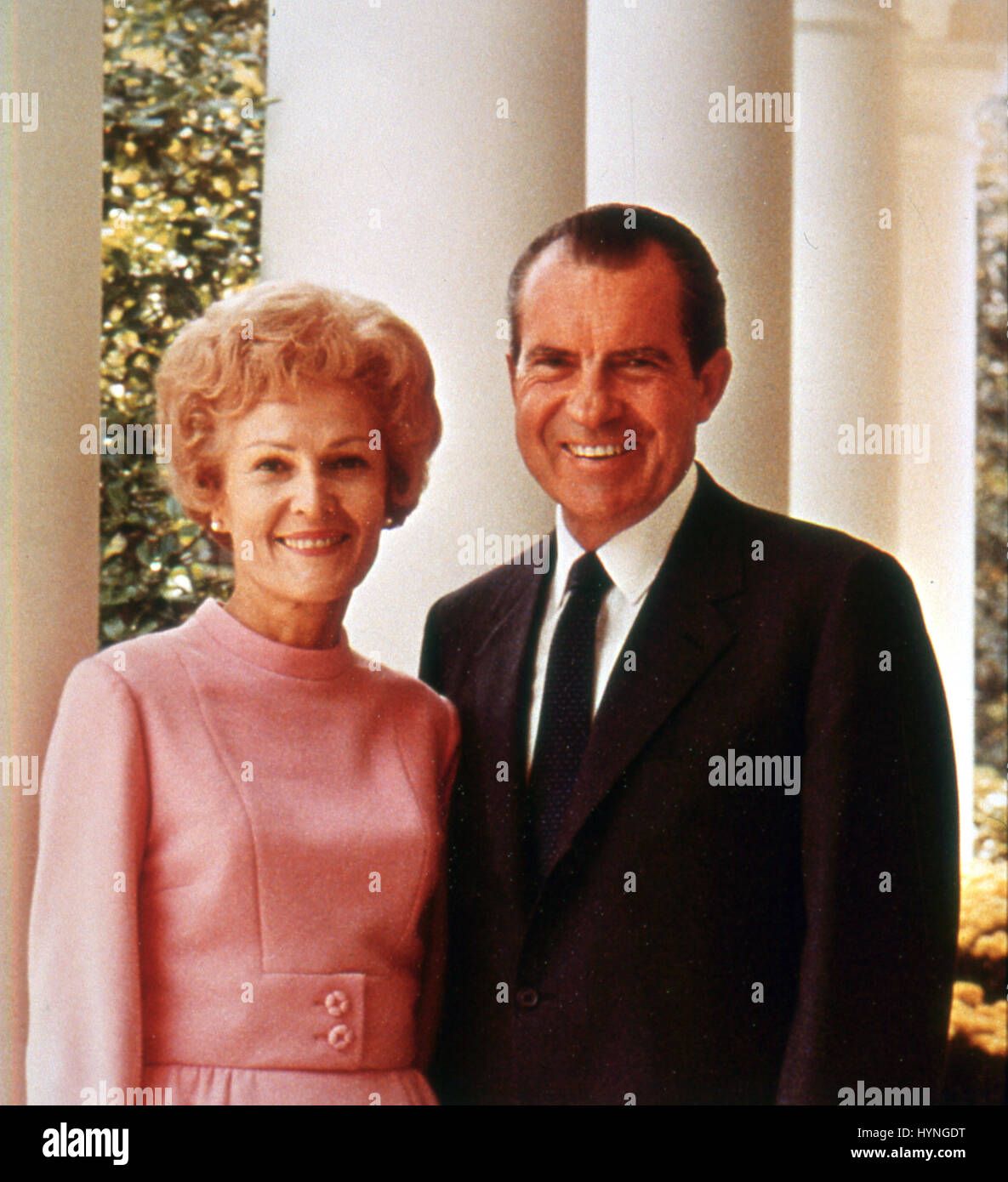 President and Mrs. Richard M. Nixon at the White House. Washington, DC, circa 1969. Stock Photo