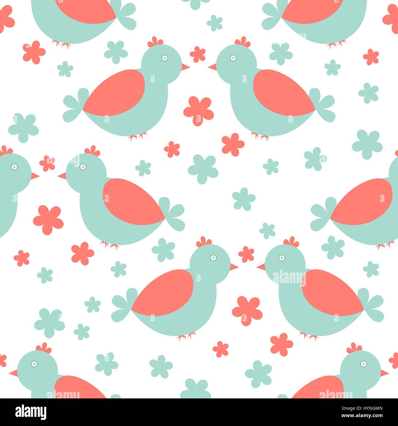 Seamless pattern with cute birds Stock Vector