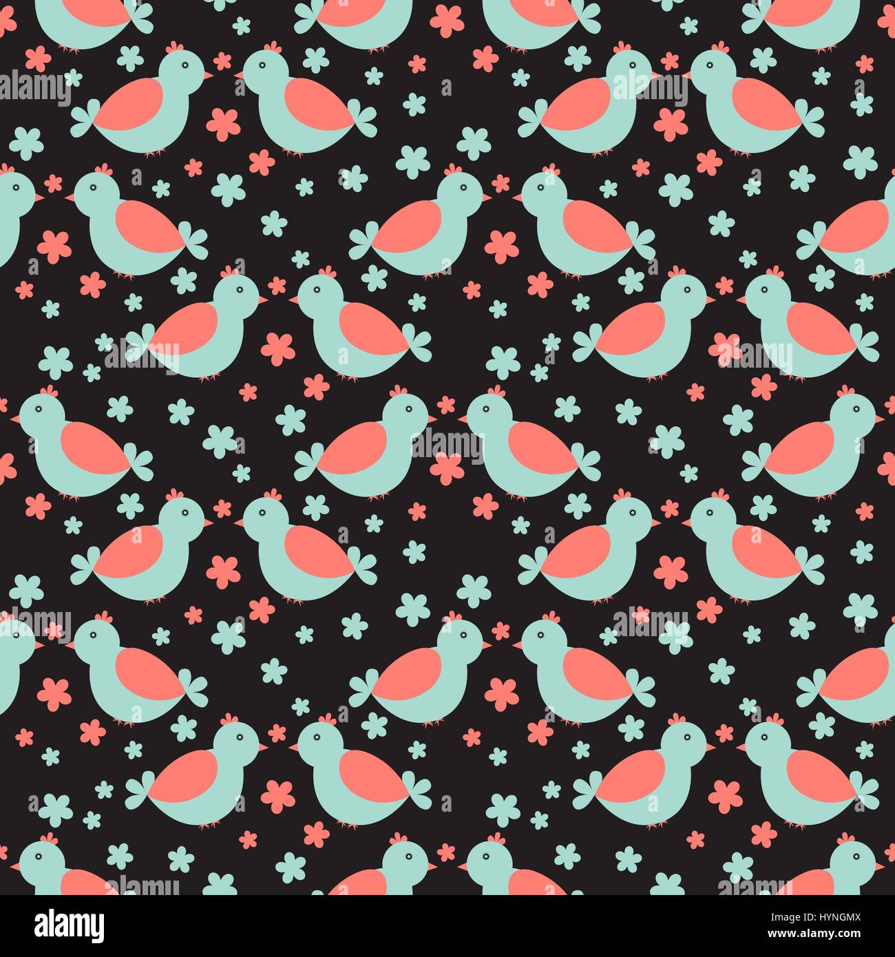 Seamless pattern with cute birds Stock Vector