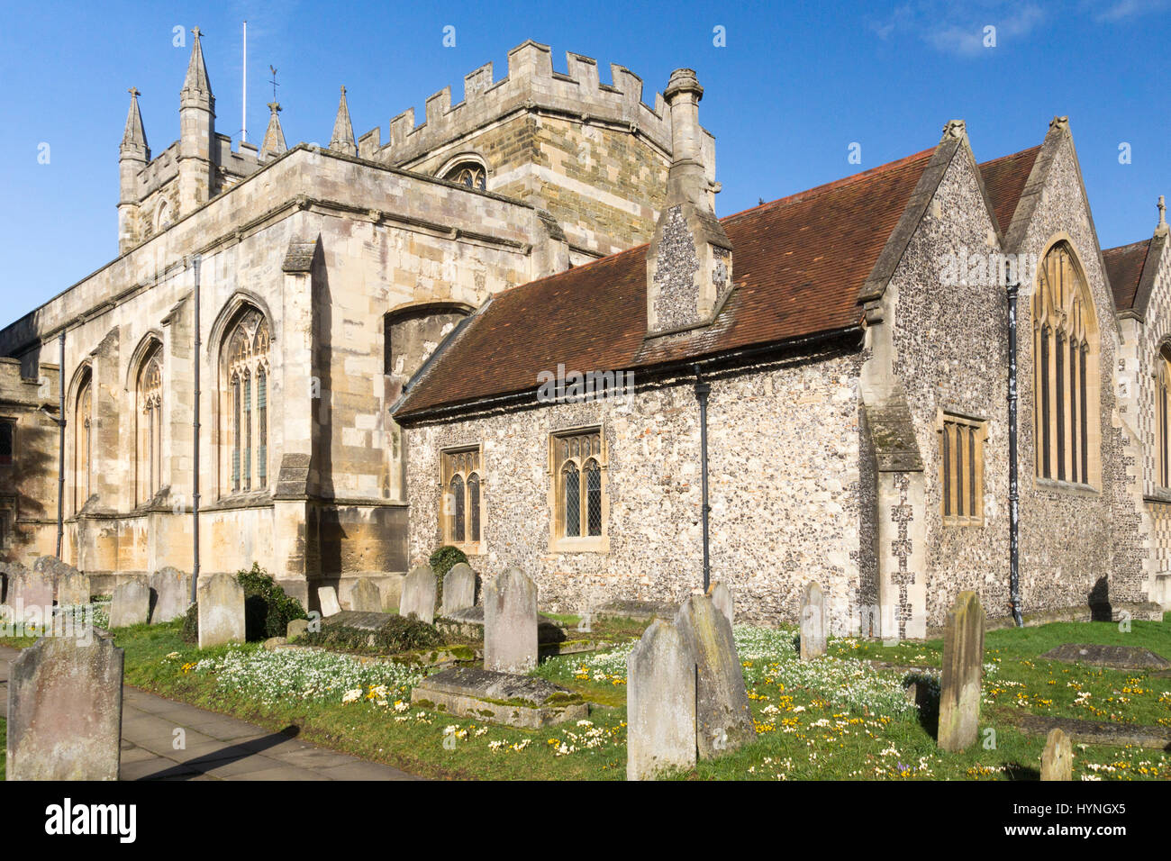 Springtime at Saint Michael's Church, Basingstoke, Hampshire, England Stock Photo