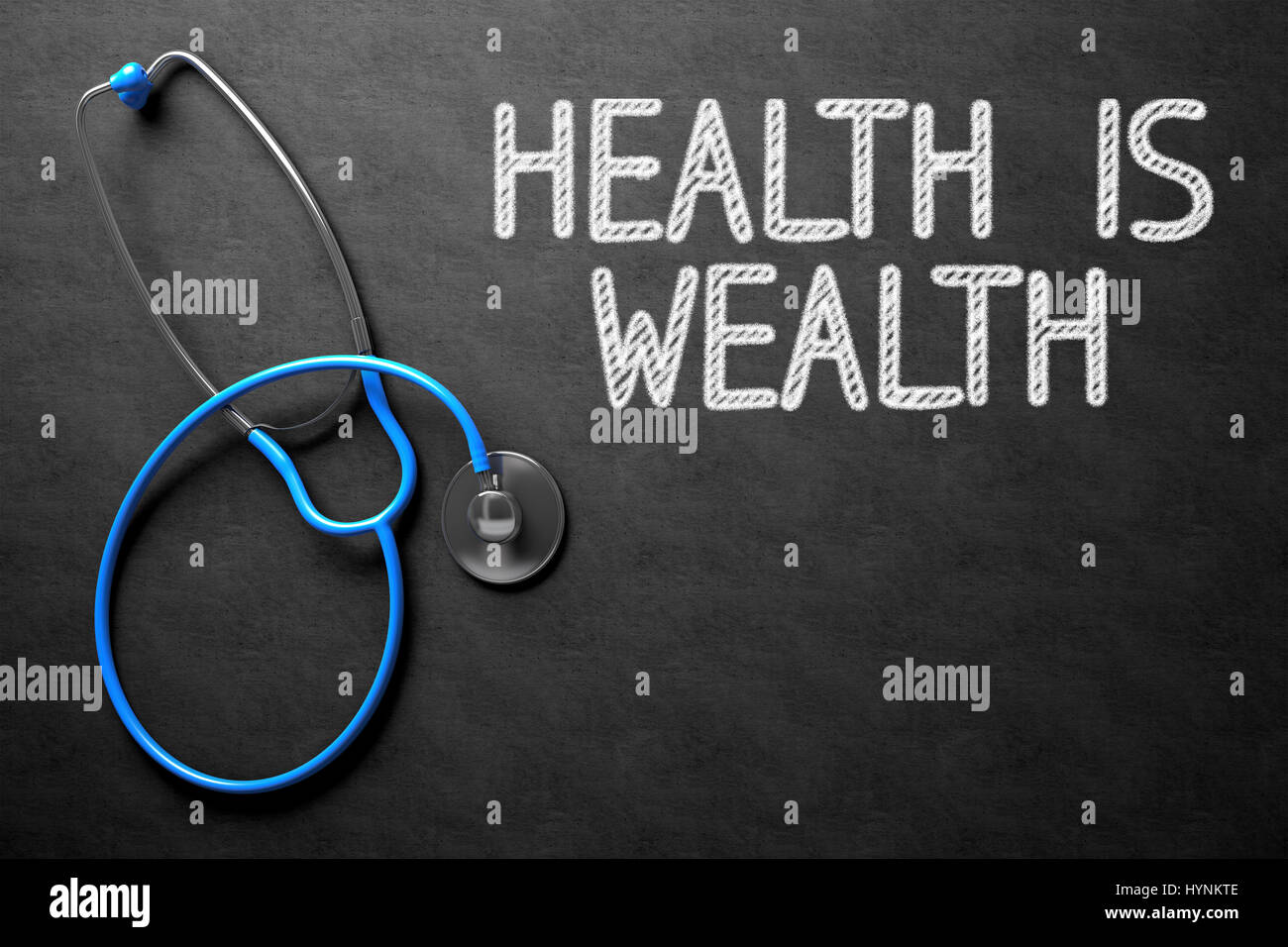 Health Is Wealth - Text on Chalkboard. 3D Illustration. Stock Photo