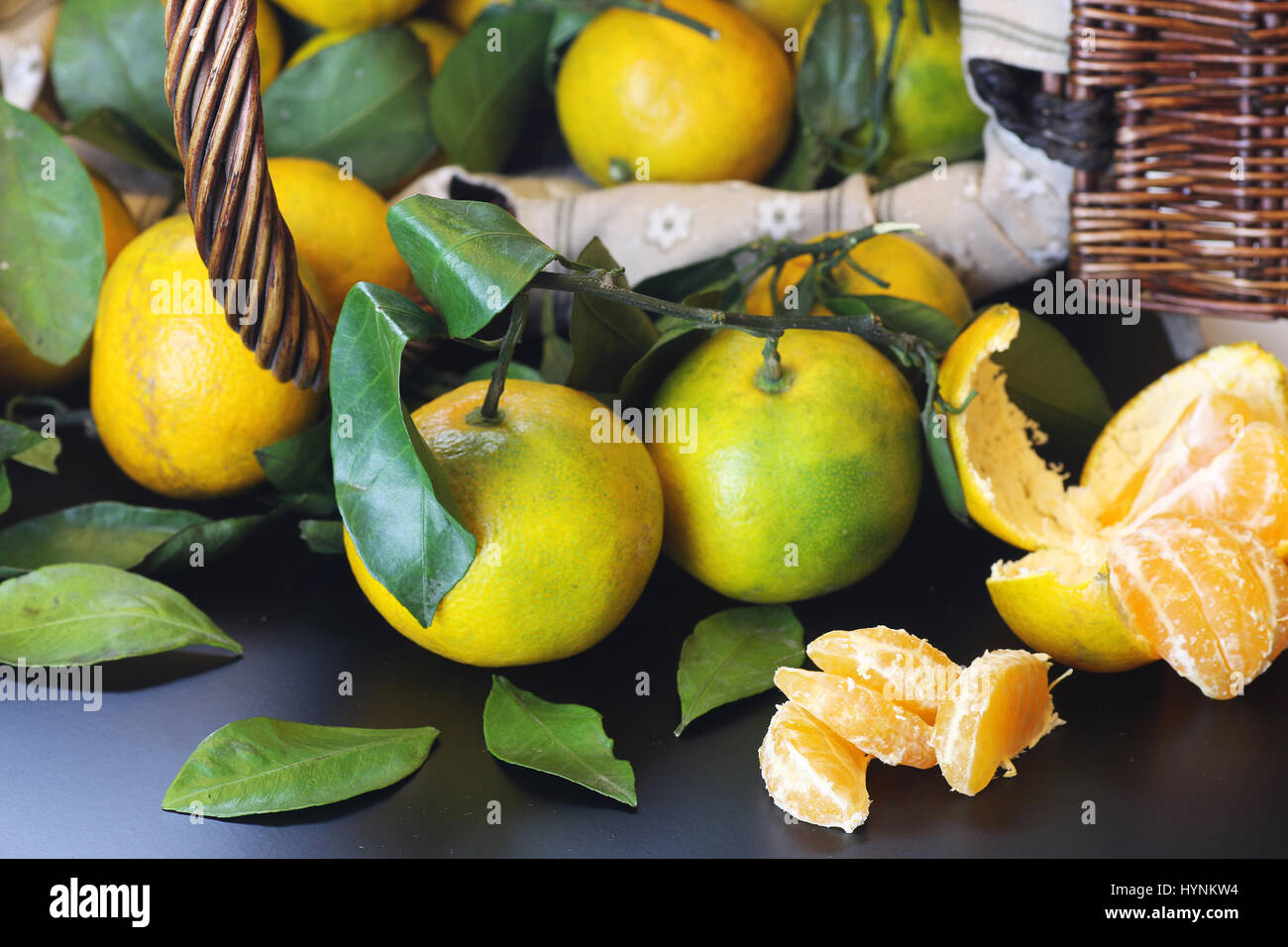 mandarin fruit isolate black Stock Photo Alamy