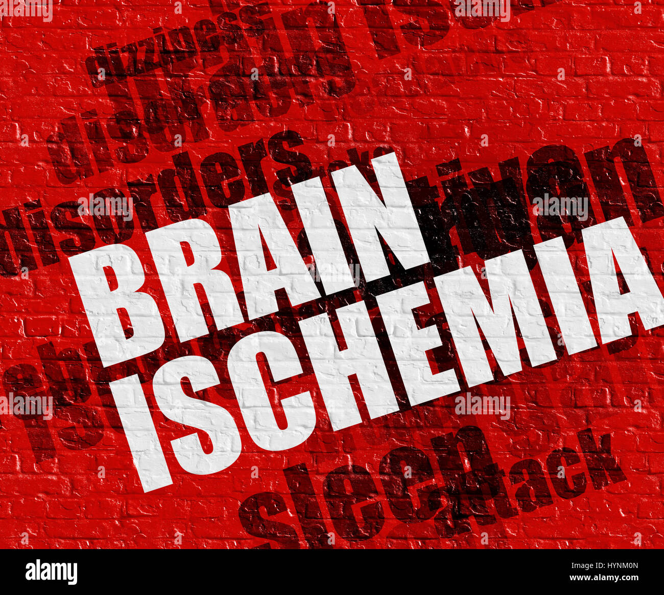 Modern health concept: Brain Ischemia on Red Brickwall . Stock Photo