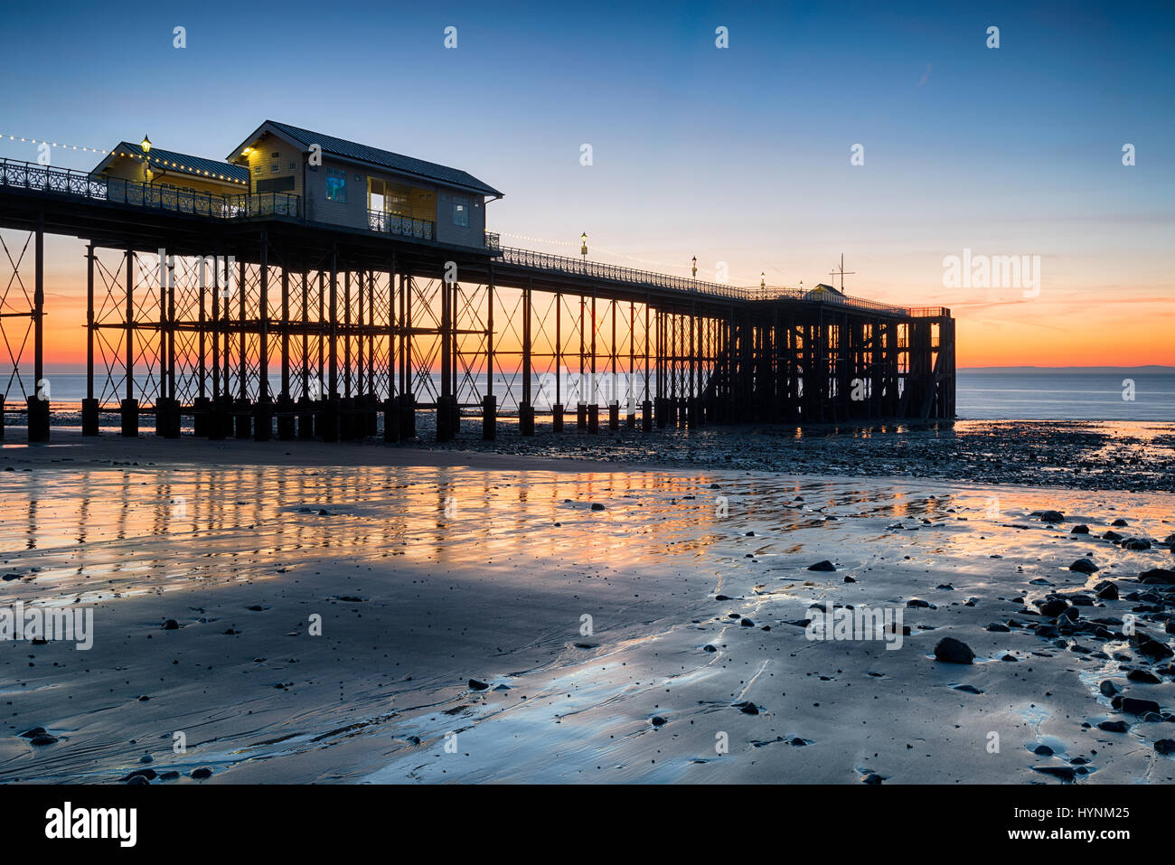 Beautiful sunrise over Penarth Pier near cardif on the south coast of Wales Stock Photo