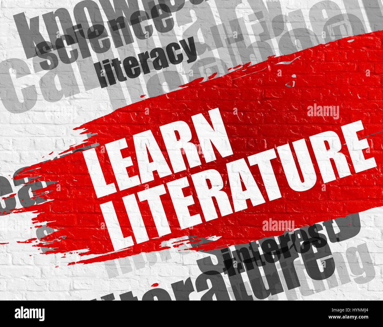 Learn Literature on the Brickwall. Stock Photo