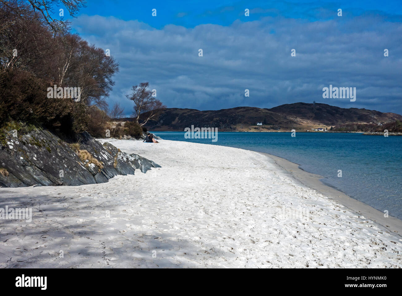 The famous white sands of Morar in West Highlands Scotland Stock Photo