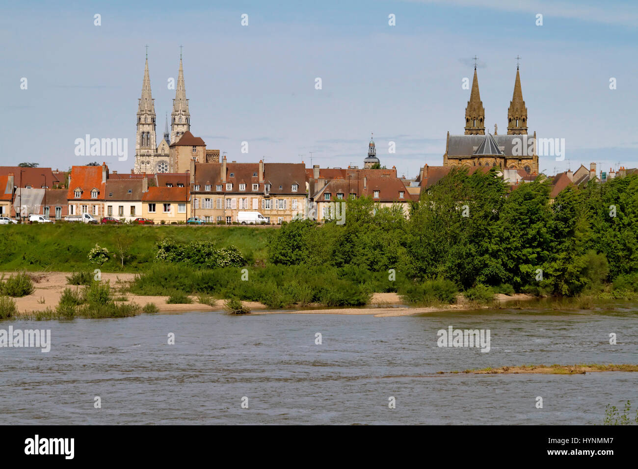 View on Vichy from the Allier River, France Stock Photo