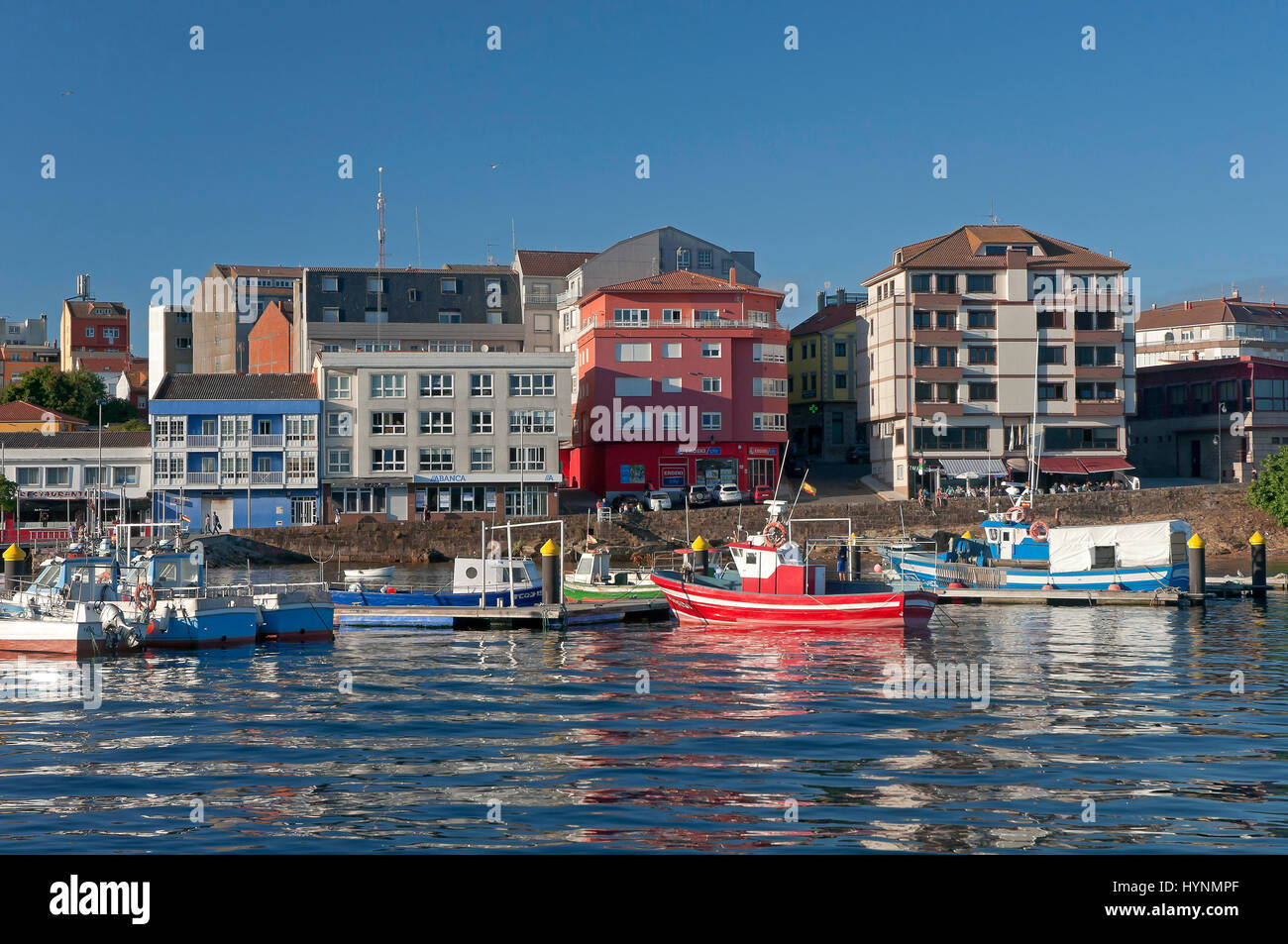 Panoramic landscape with fishing port, Camarinas, La Coruna province, Region of Galicia, Spain, Europe Stock Photo