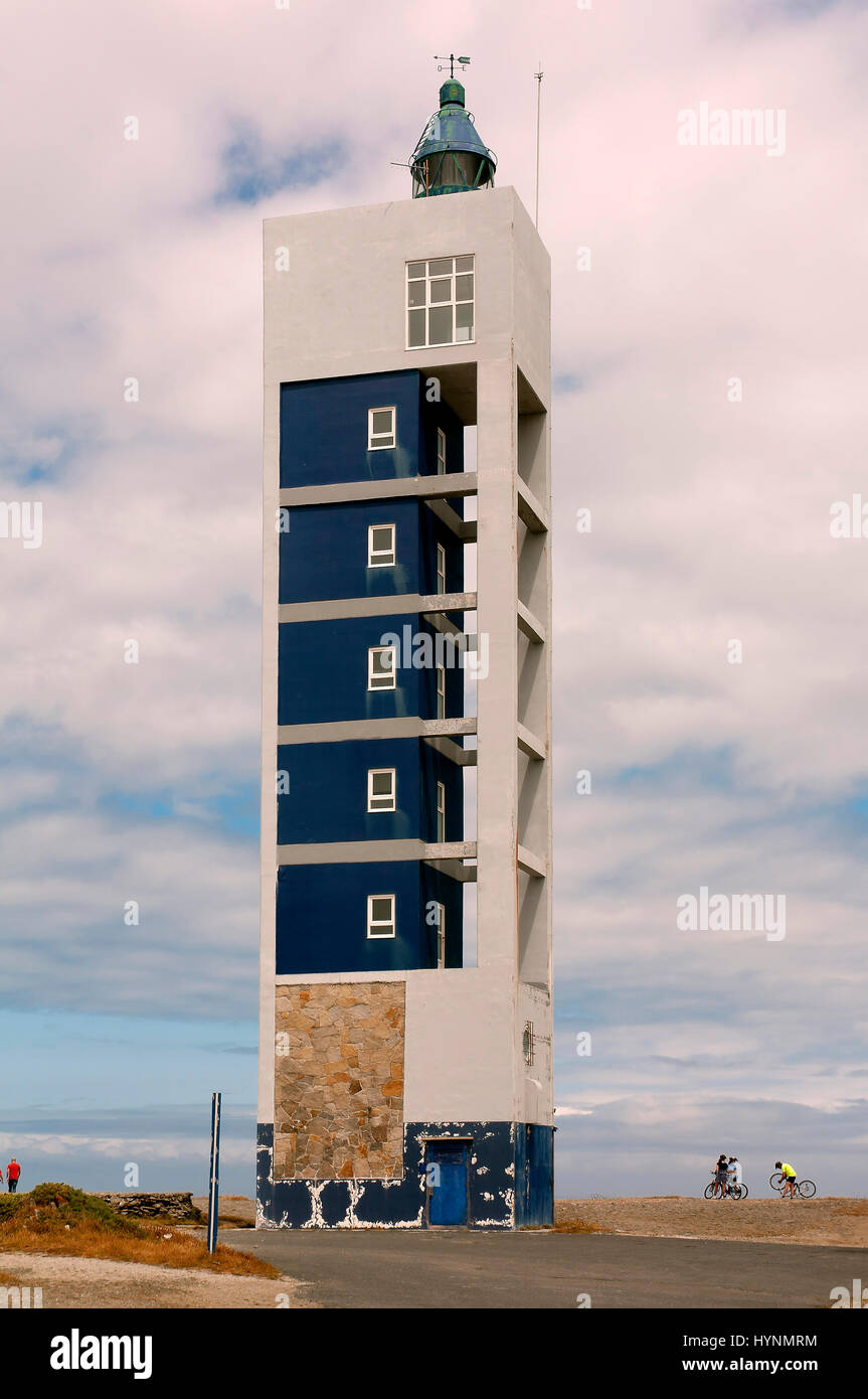 Punta Frouxeira lighthouse, Valdoviño, La Coruña province, Region of Galicia, Spain, Europe Stock Photo