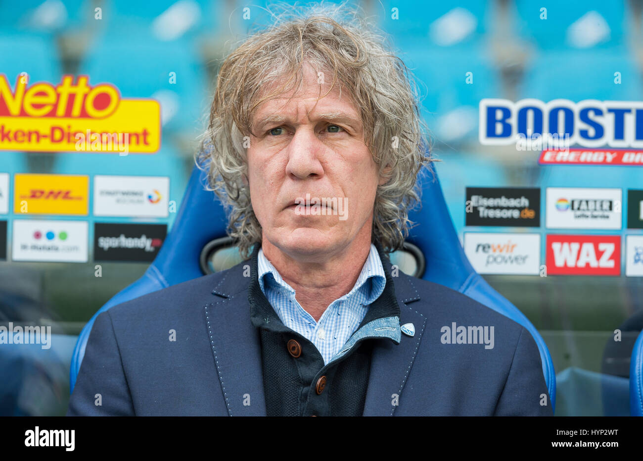 Bochum, Germany. 05th Apr, 2017. Bochum's coach Gertjan Verbeek, photographed during the German