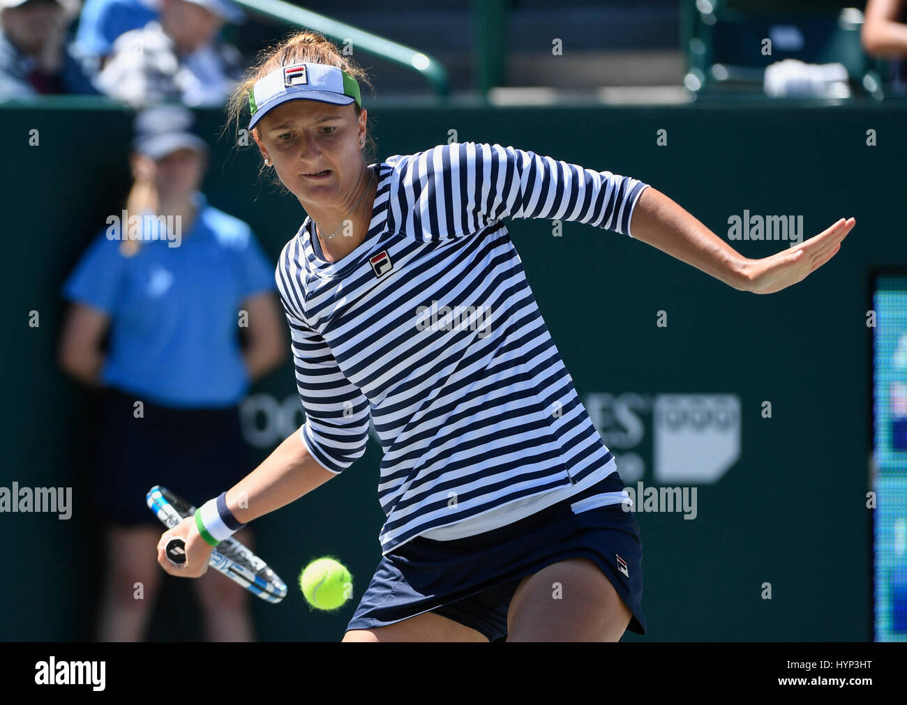 Charleston, South Carolina, USA. 6th Apr, 2017. Irina-Camelia Begu (ROU) defeated Samantha Stosur (UAS) 7-5, 6-3, at the Volvo Car Open being played at Family Circle Tennis Center in Charleston, South Carolina. © Leslie Billman/Tennisclix/Cal Sport Media/Alamy Live News Stock Photo