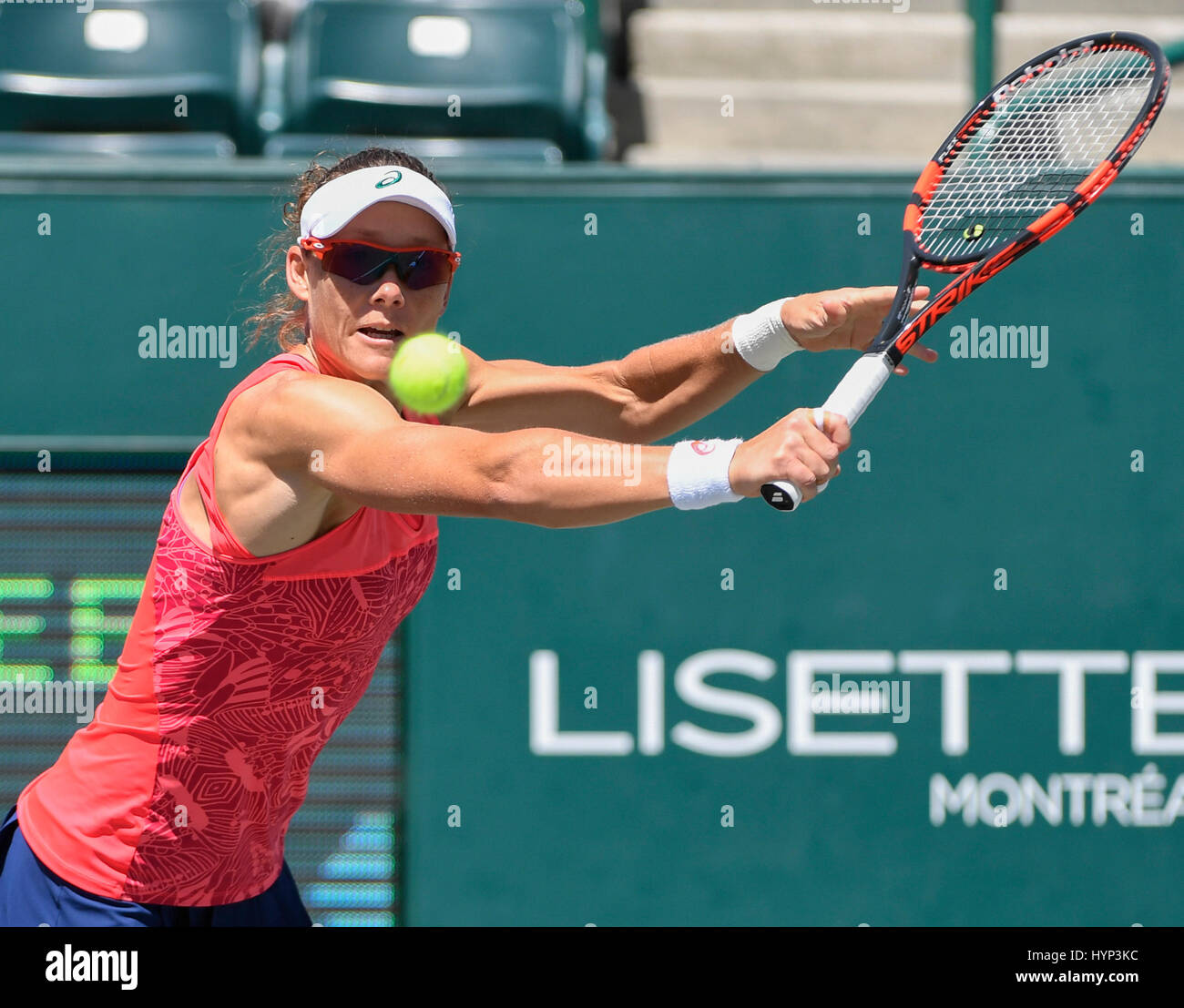 Charleston, South Carolina, USA. 6th Apr, 2017. Samantha Stosur (AUS) loses to Irina-Camelia Begu (ROU) 7-5, 6-3, at the Volvo Car Open being played at Family Circle Tennis Center in Charleston, South Carolina. © Leslie Billman/Tennisclix/Cal Sport Media/Alamy Live News Stock Photo