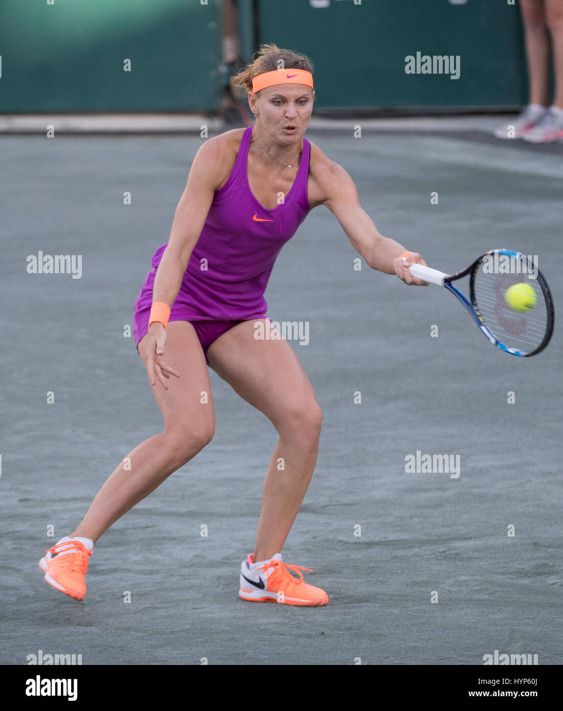 Charleston, South Carolina, USA. 6th Apr, 2017. Lucie Safarova (CZE) loses to Laura Siegemund (GER) 6-2, 6-3, at the Volvo Car Open being played at Family Circle Tennis Center in Charleston, South Carolina. © Leslie Billman/Tennisclix/Cal Sport Media/Alamy Live News Stock Photo