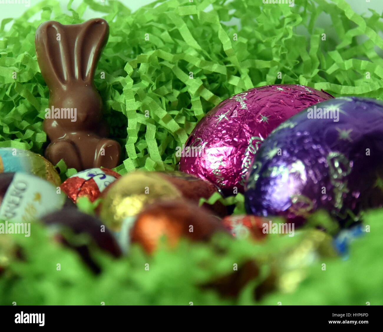 Sydney, Australia April 2, 2017. Different type of chocolate eggs and