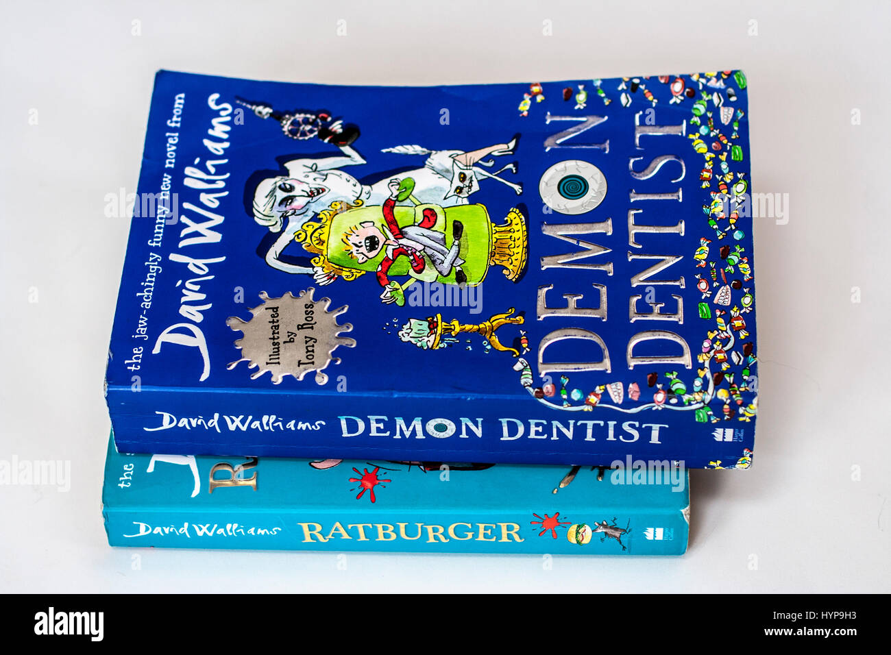 David Walliams book covers- Demon Dentist & Ratburger, children's books, kids books Stock Photo