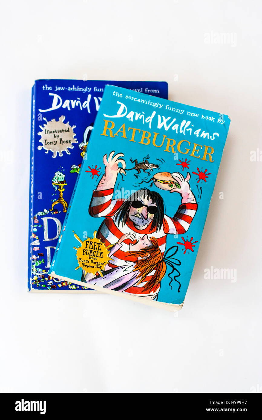 David Walliams book covers- Demon Dentist & Ratburger childrens book, kids books, reading concept, childhood Stock Photo