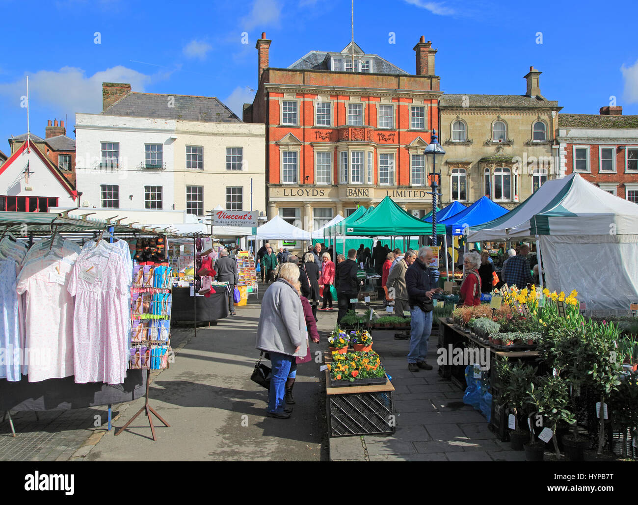 Market day in town centre of Devizes, Wiltshire, England, UK Stock