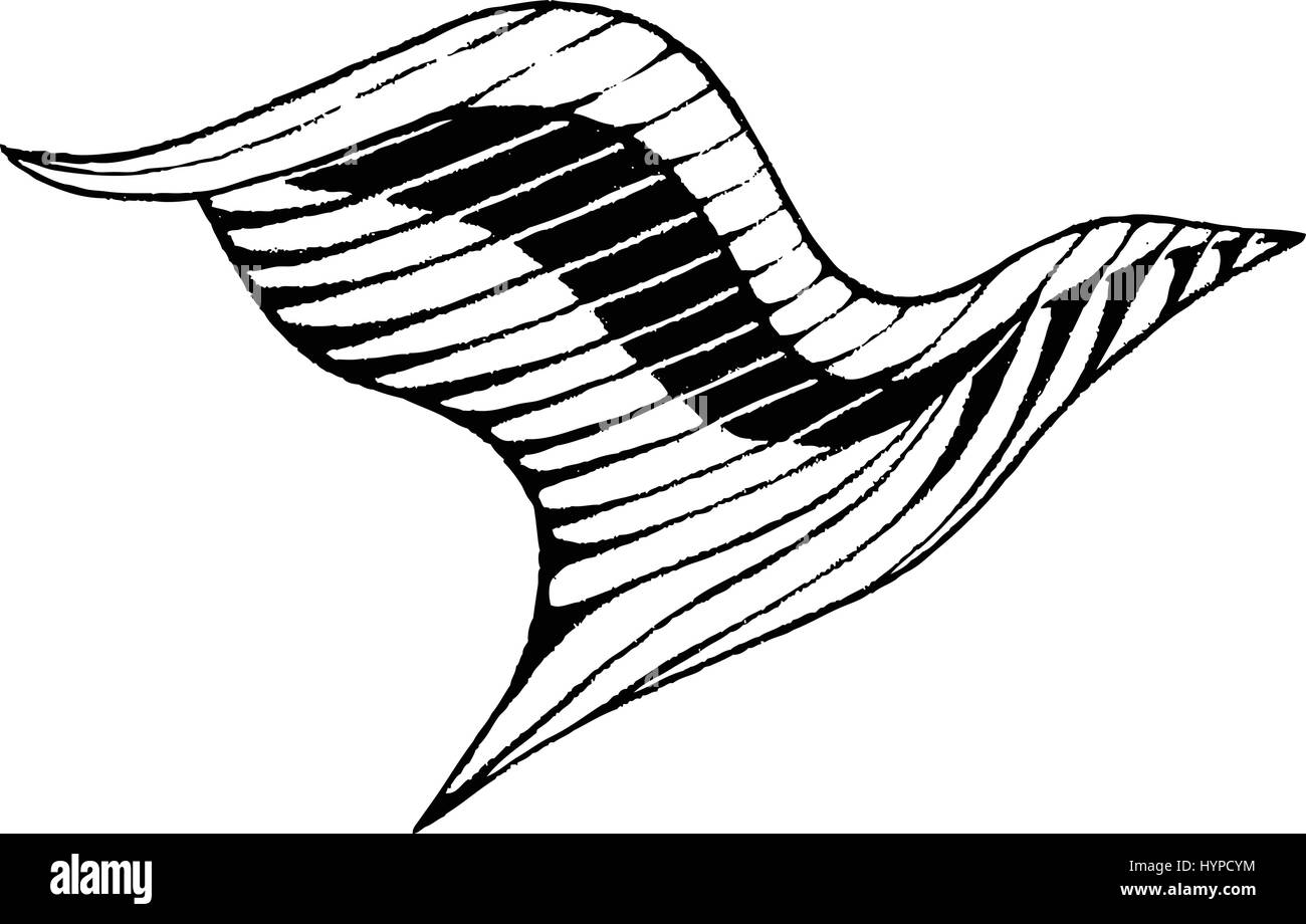 Vector Illustration of a Scratchboard Style Ink Drawing of a Bird Stock