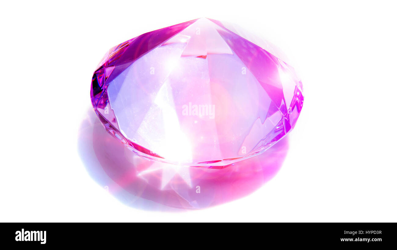 pink shiny diamond on white background Stock Photo