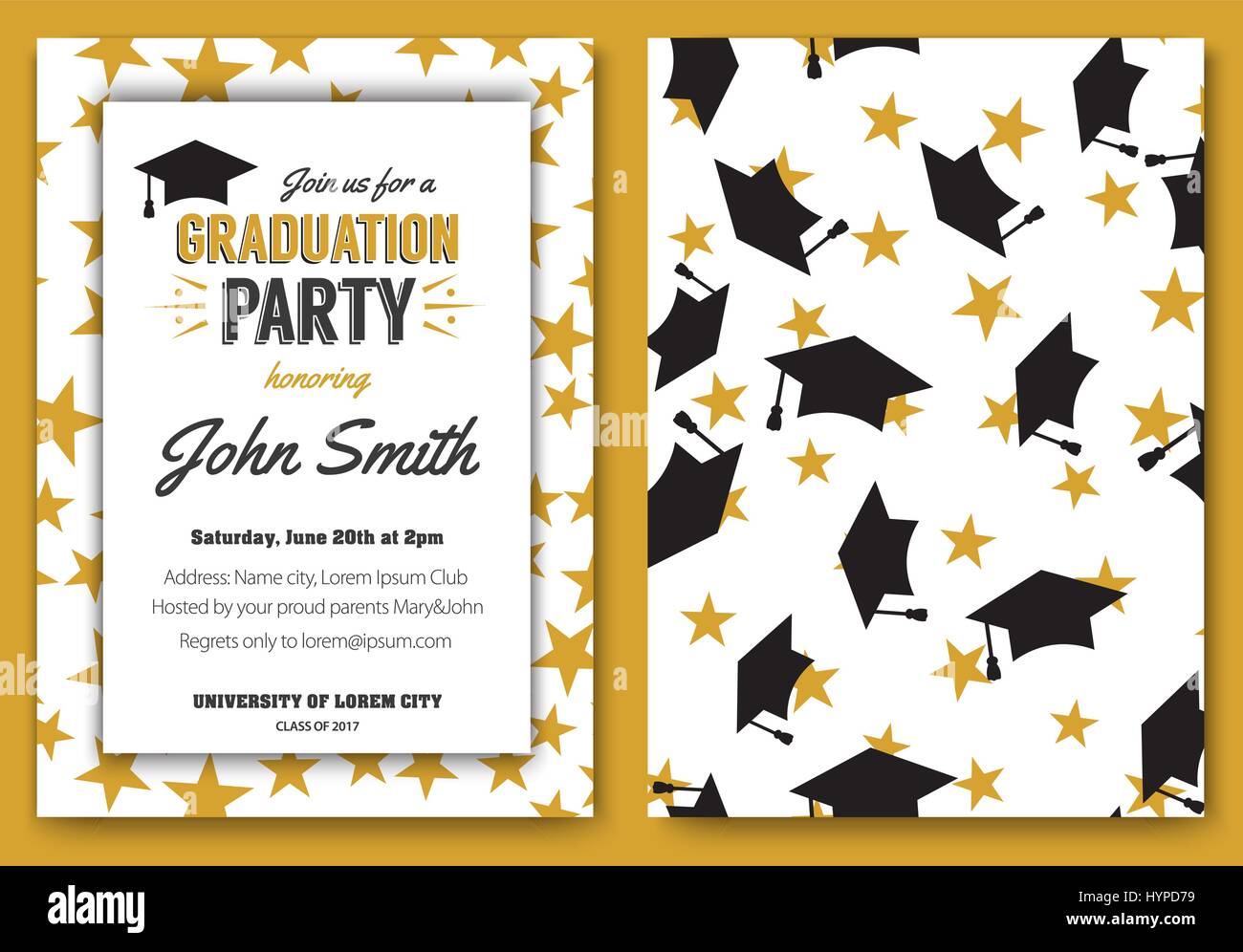 Graduation party vector template invitation Stock Vector