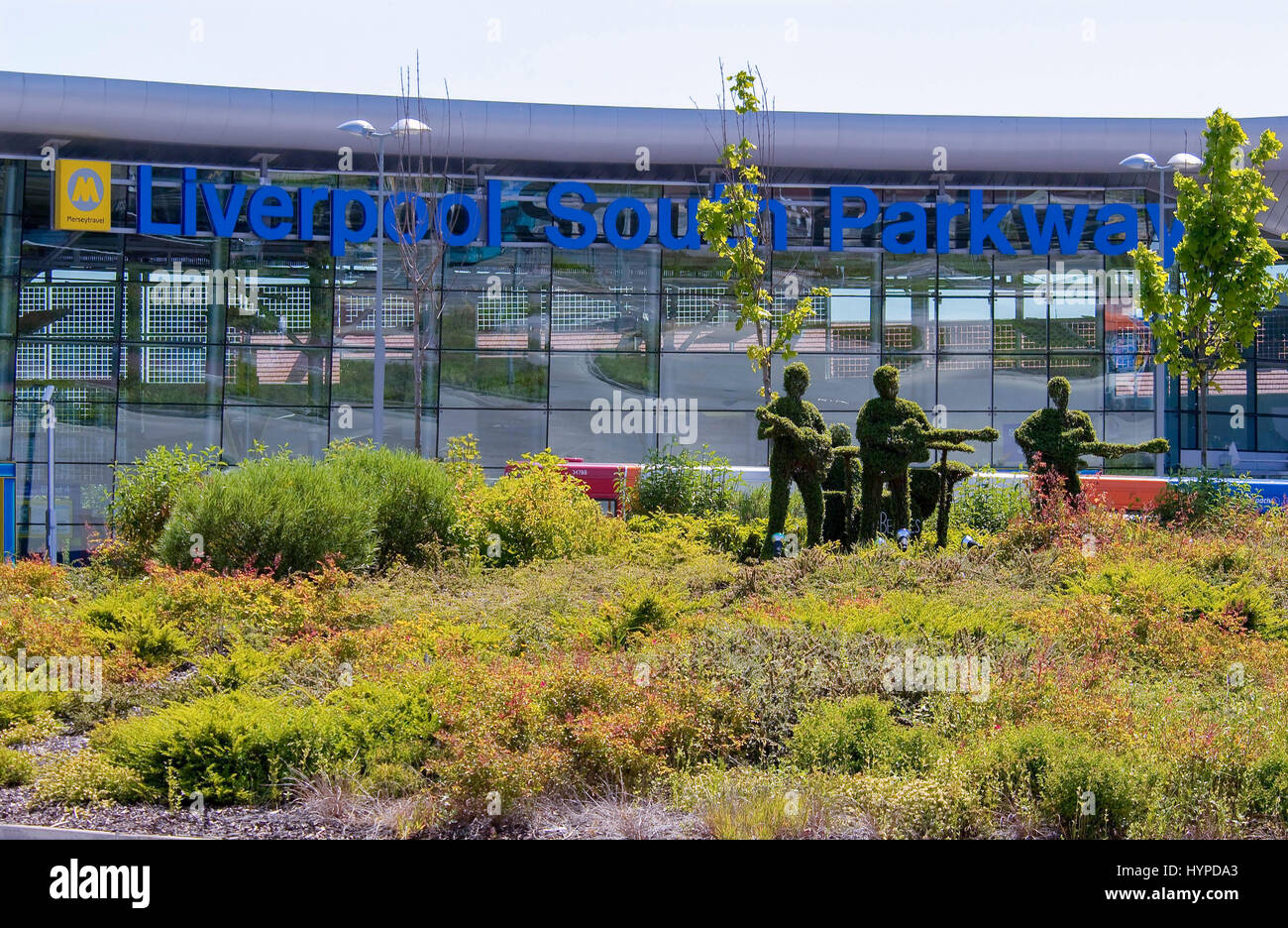 The Floral Beatles topiary at Liver[ool South Parkway interchange station. Stock Photo