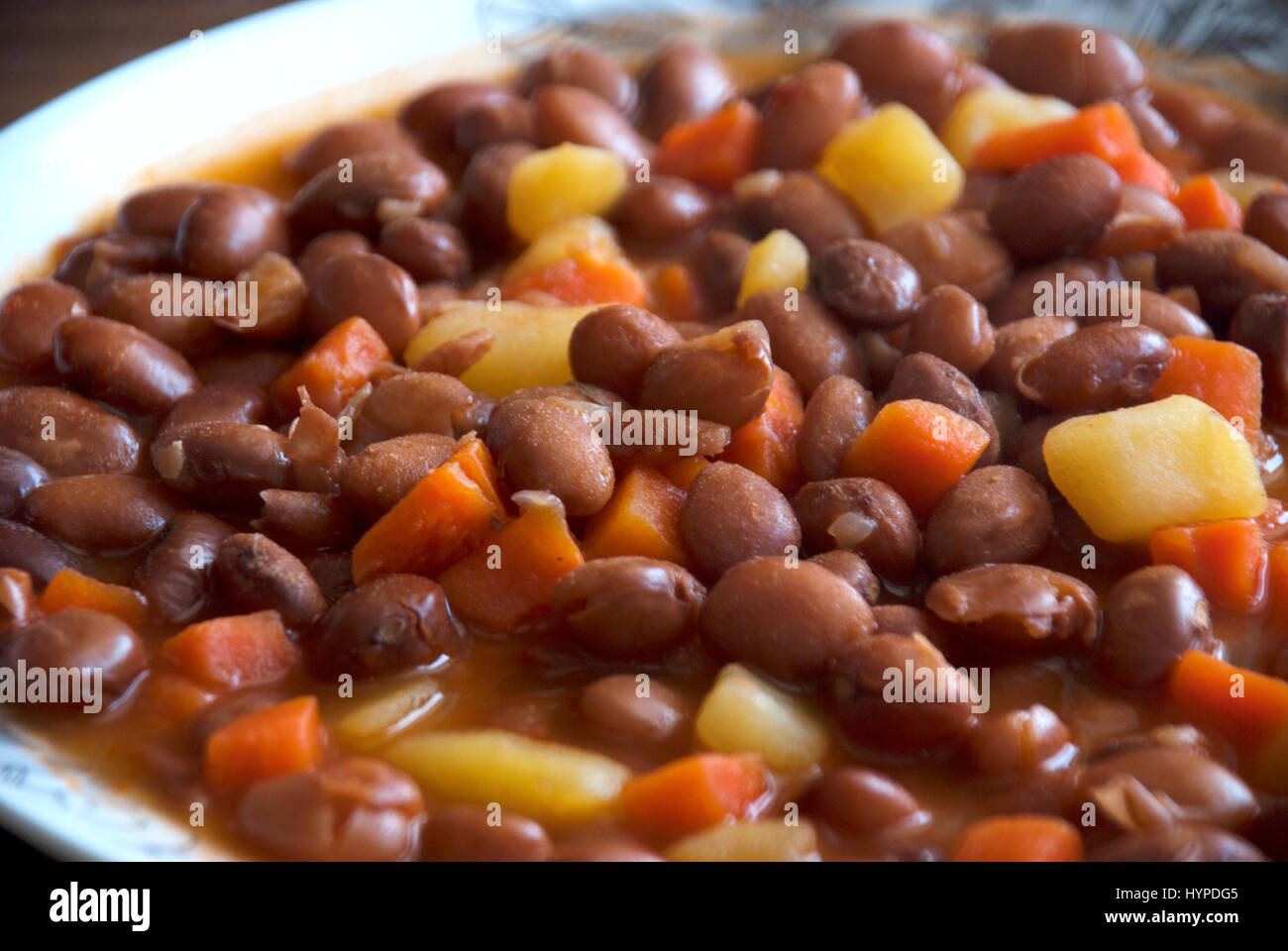 Turkish dishes: Cooked Kidney Beans (Barbunya pilaki) Stock Photo