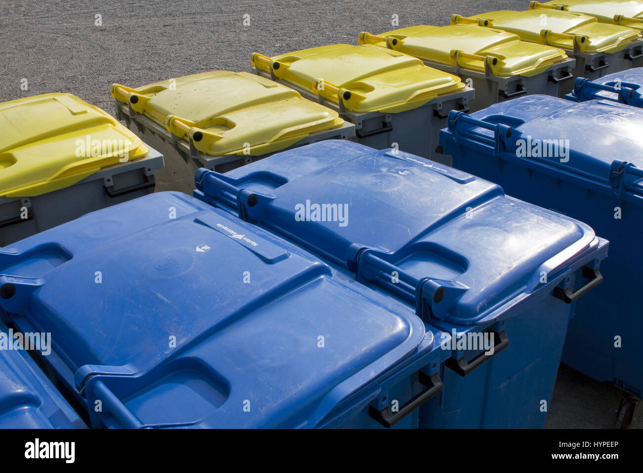 France, NorthWestern France, Nantes, dustbins, blue bins for the
