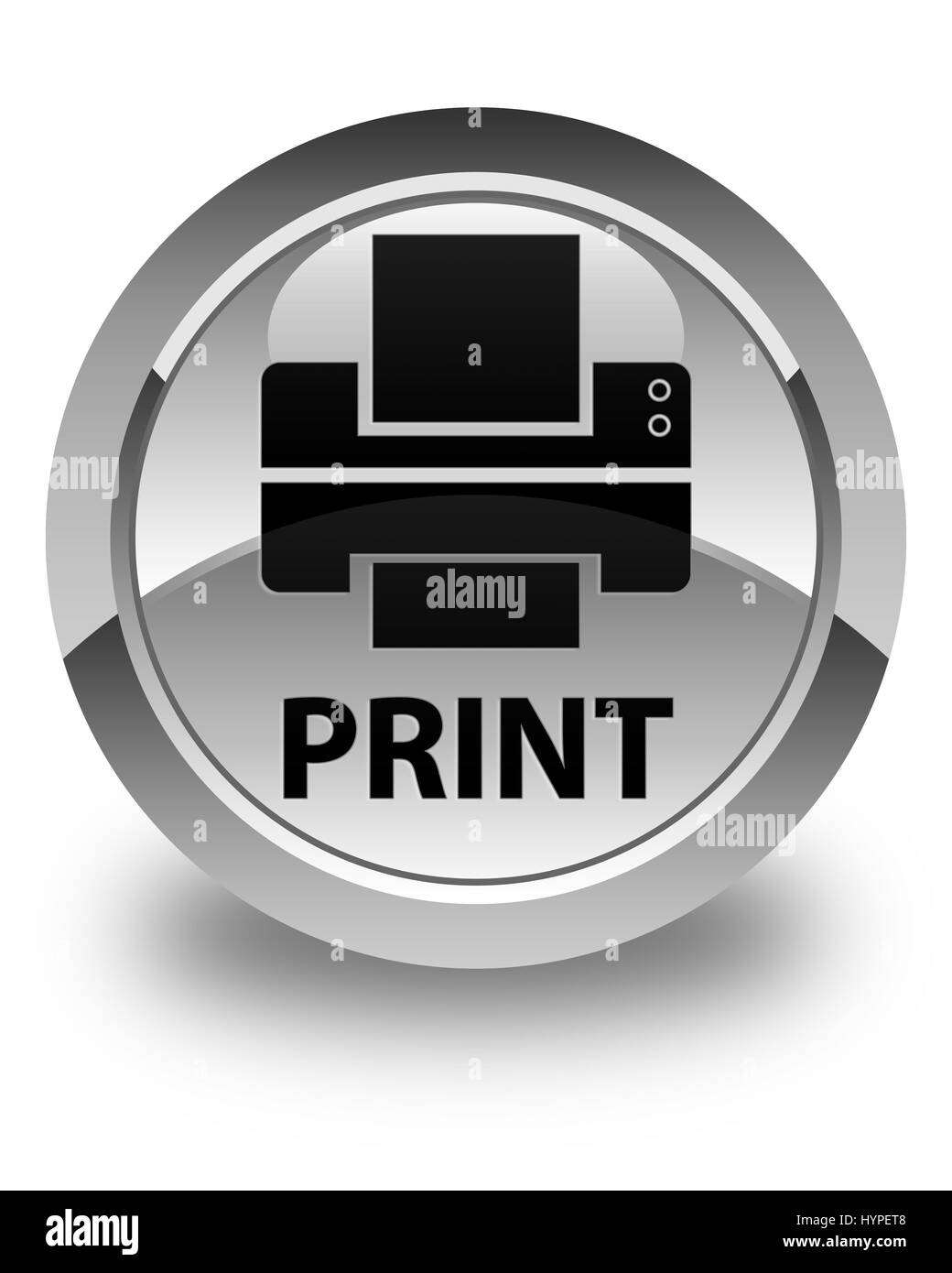 Print (printer icon) isolated on glossy white round button abstract ...
