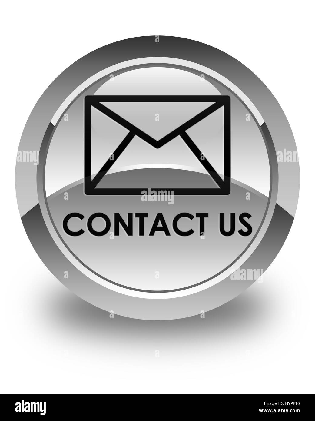 Contact us (email icon) isolated on glossy white round button abstract