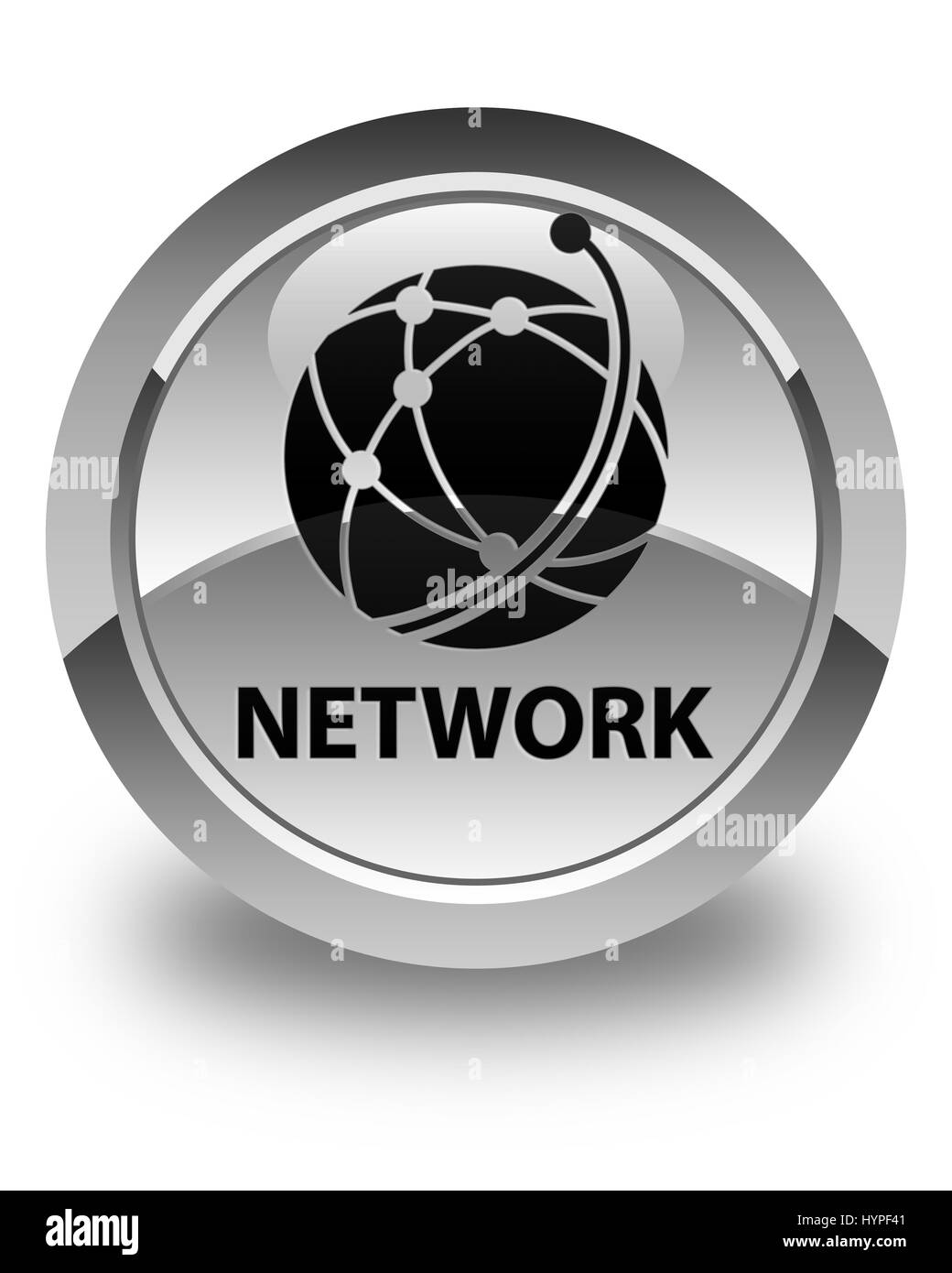 Network (global network icon) isolated on glossy white round button ...