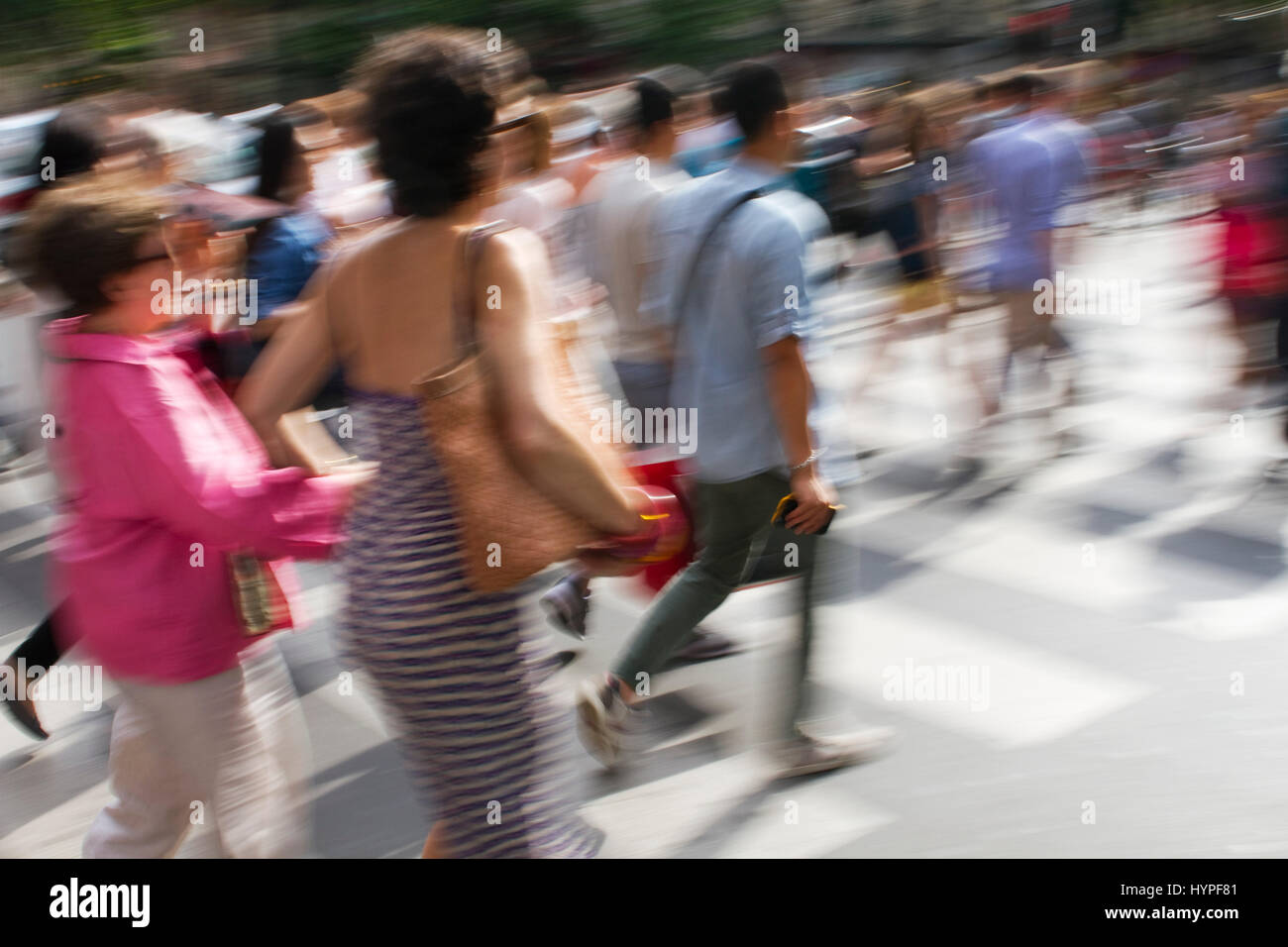 France, Paris, 9th district, Boulevard Haussmann, pedestrians Stock Photo