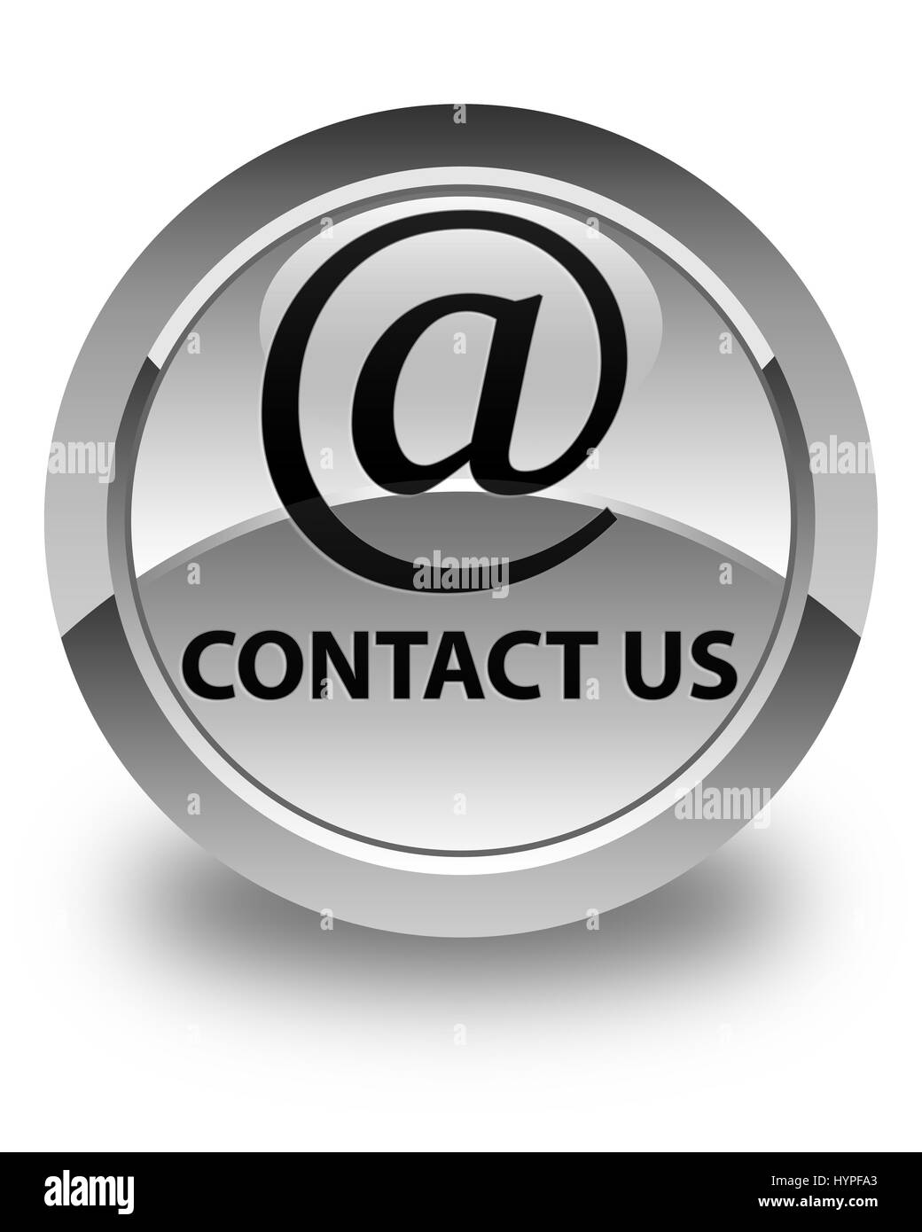 Contact us (email address icon) isolated on glossy white round button ...