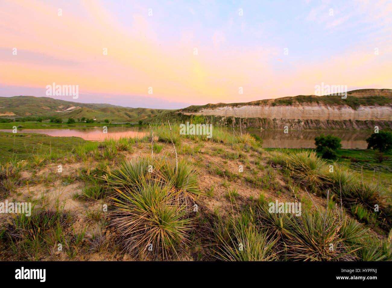 Sunset over the White Cliffs, Missouri River Breaks National Monument, Montana, USA Stock Photo